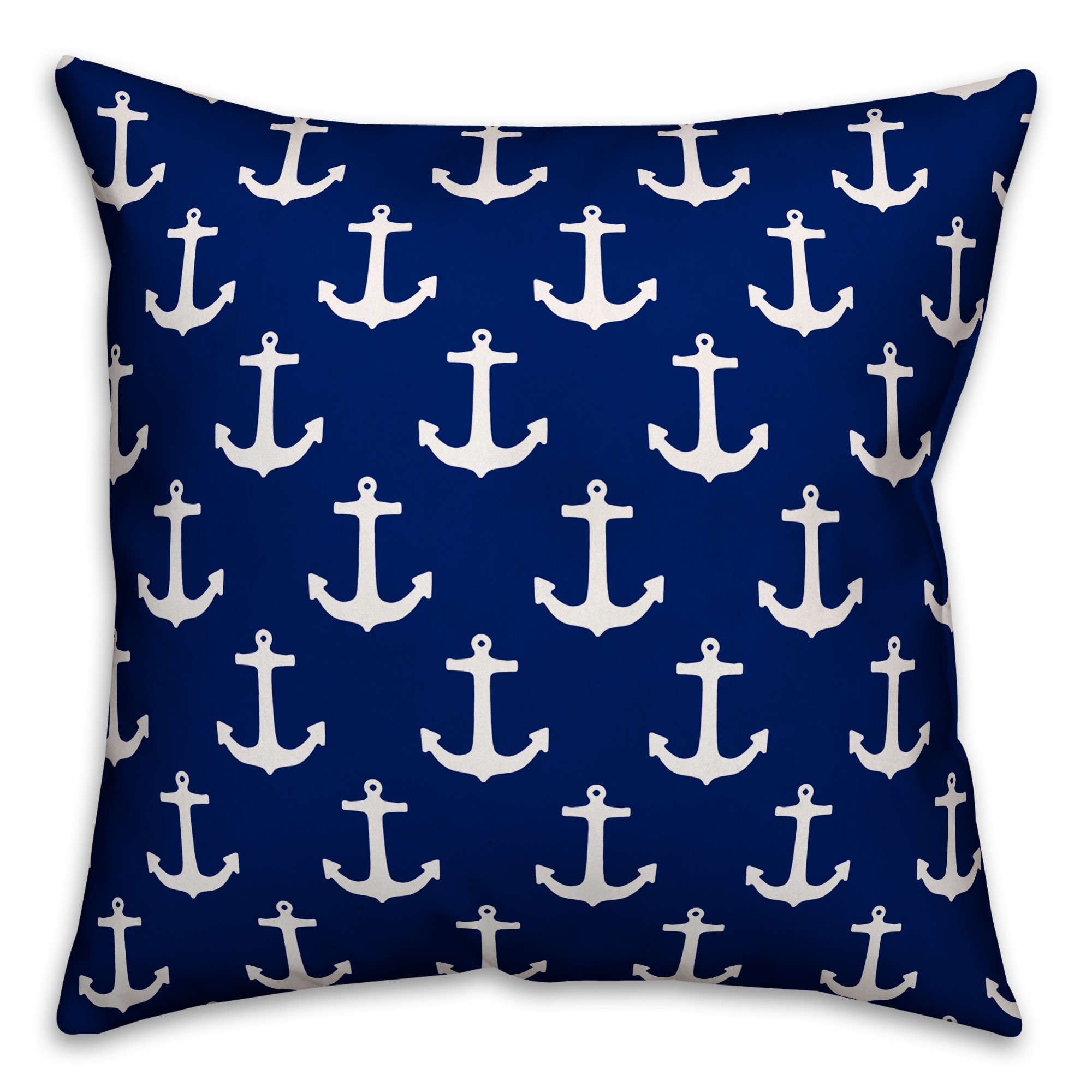 Blue and White Anchor Pattern 18x18 Indoor / Outdoor Pillow