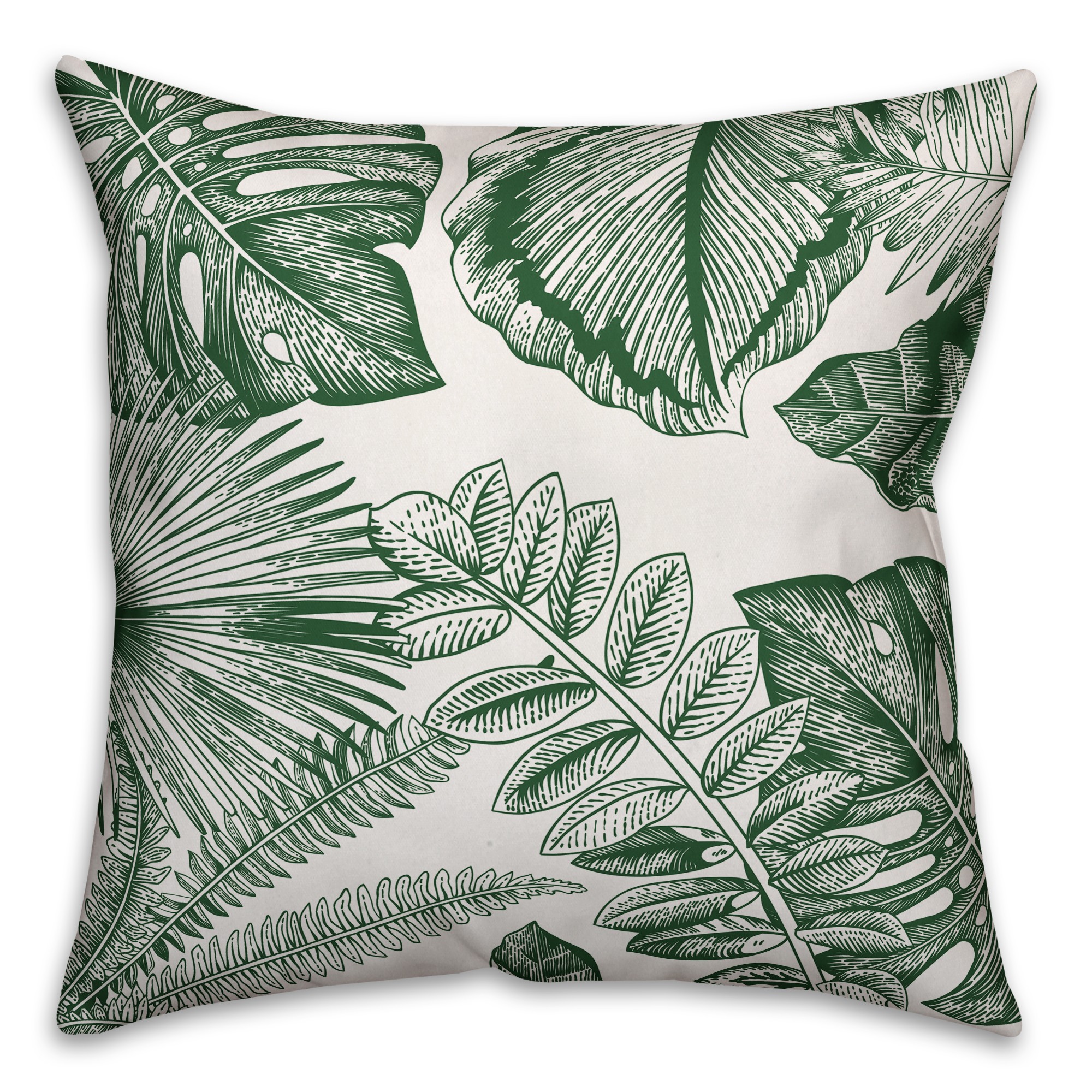 Green Palm Fronds 18x18 Indoor / Outdoor Pillow