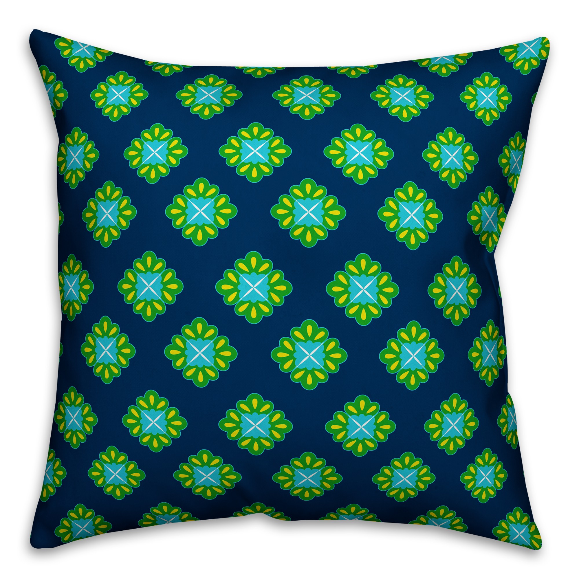 Peacock Floral Tile 18x18 Indoor / Outdoor Pillow