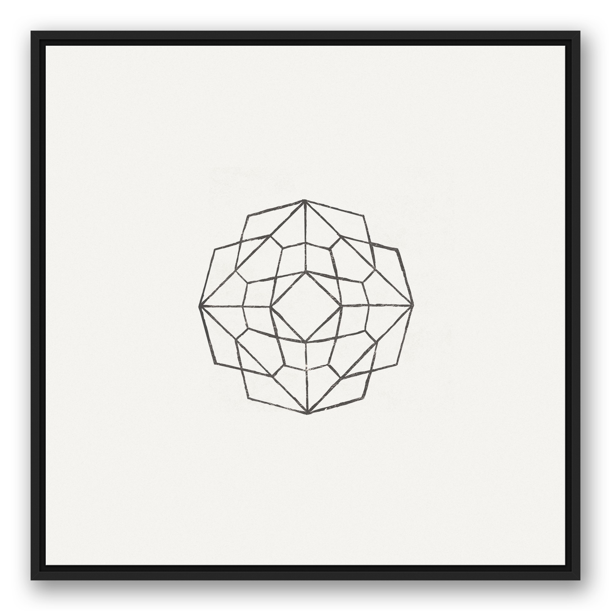 Geometric Sketch 30x30 Black Floating Framed Canvas