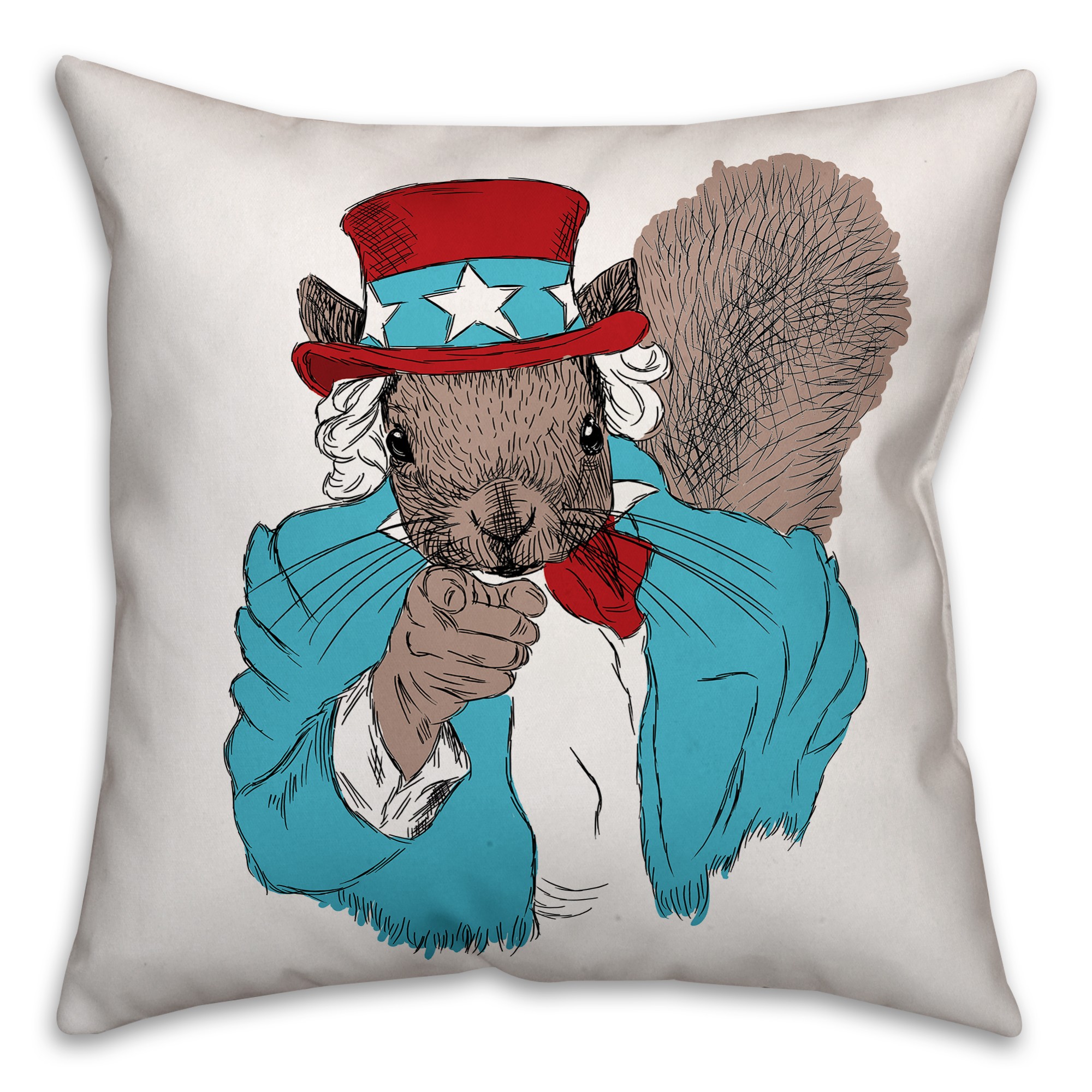 Star Spangled Squirrel 18x18 Spun Poly Pillow