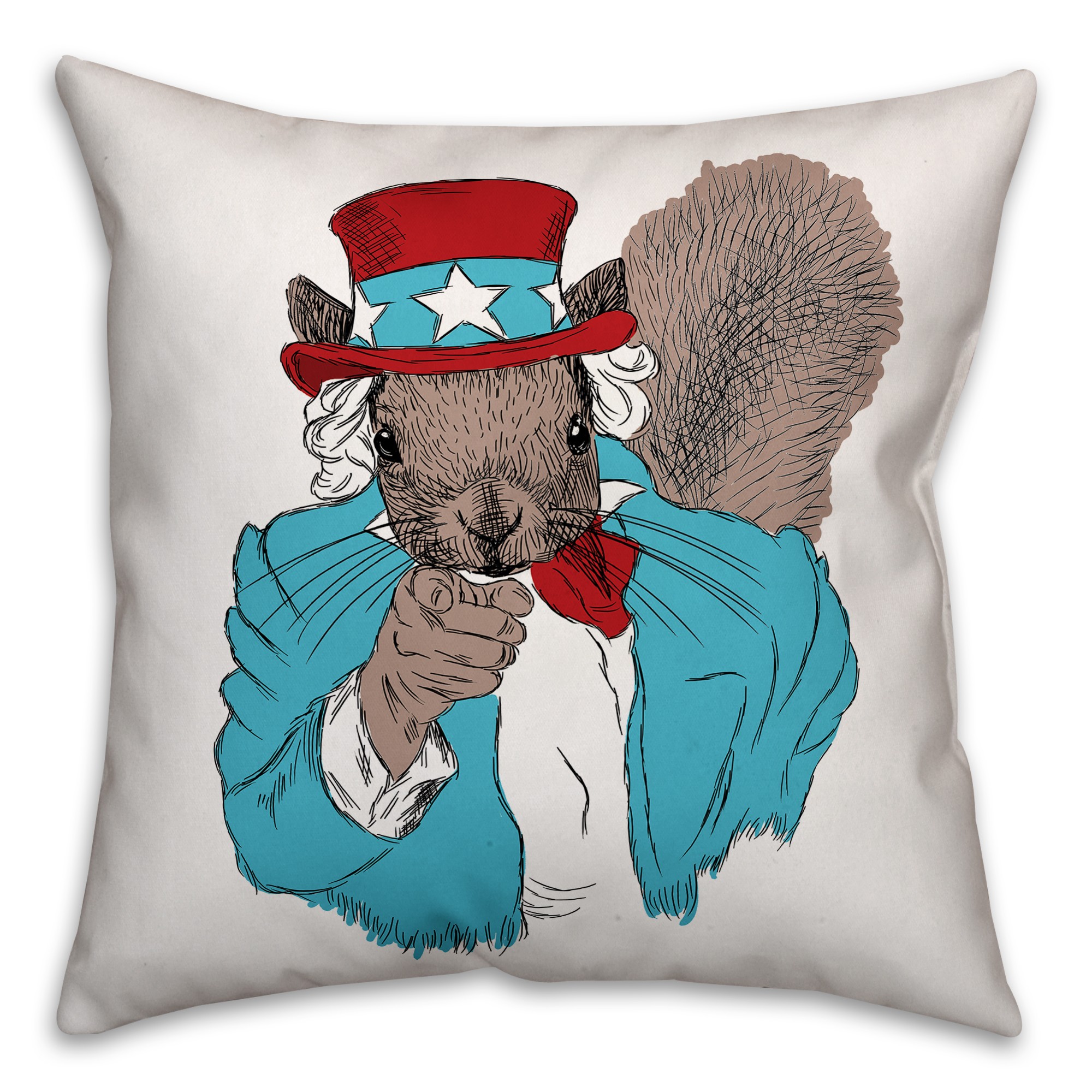 Star Spangled Squirrel 18x18 Indoor / Outdoor Pillow