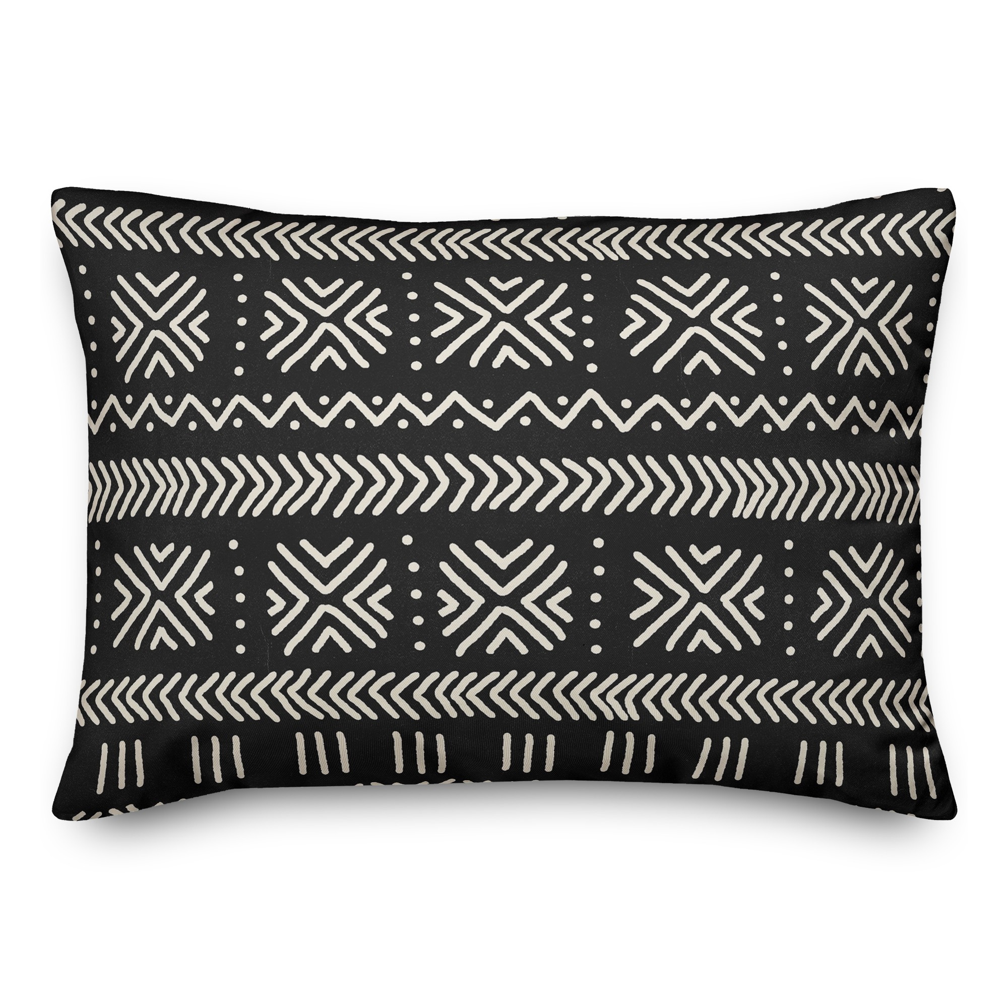 Black Mudcloth Pattern 14x20 Spun Poly Pillow