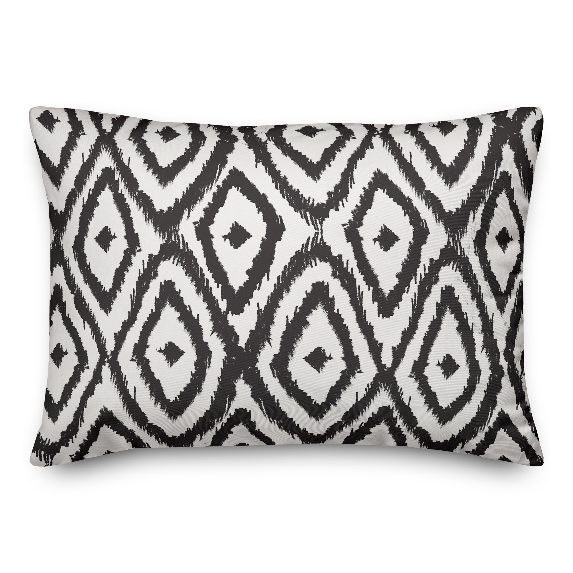 Black and White Ikat Diamonds 14x20 Spun Poly Pillow