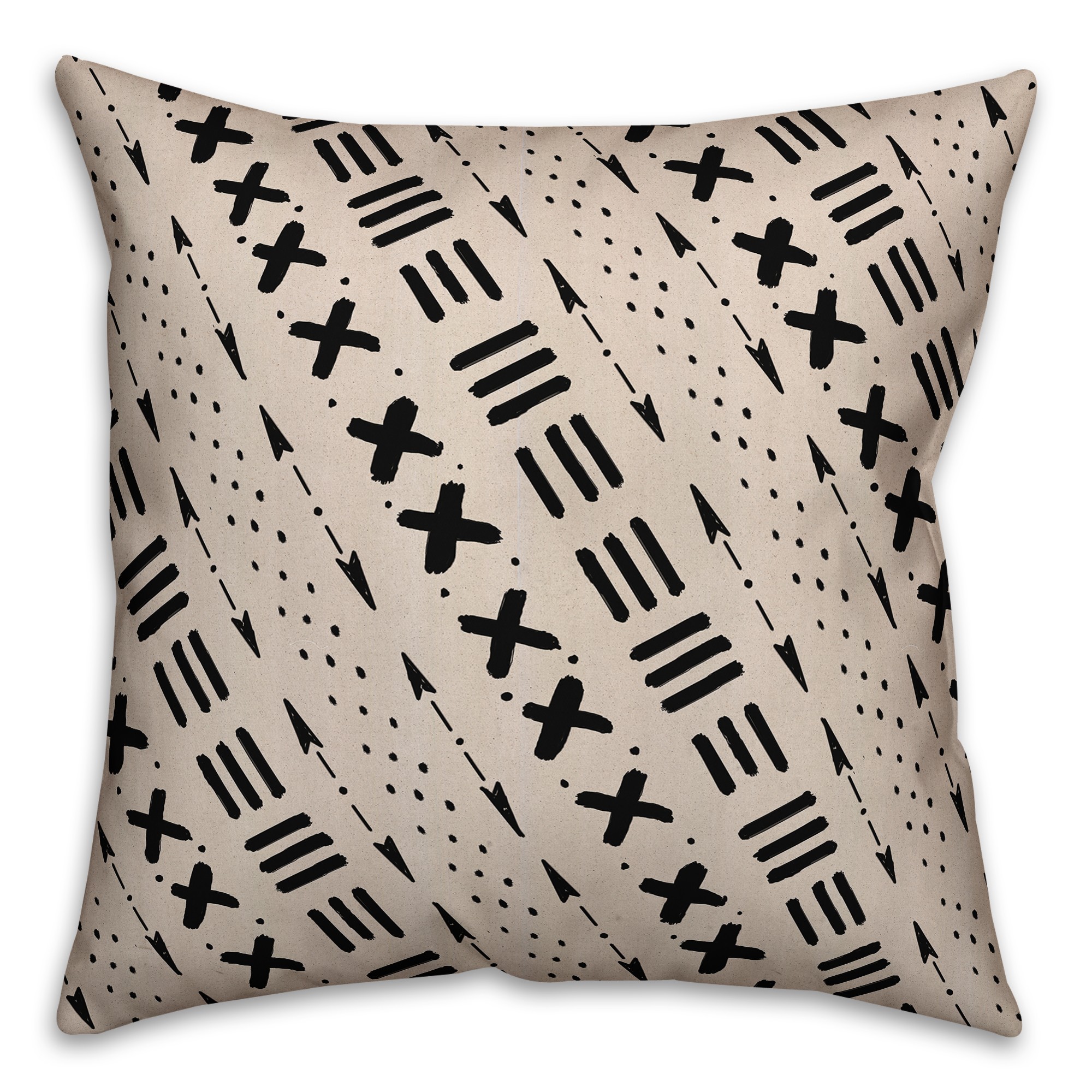 Beige Tribal Pattern 18x18 Spun Poly Pillow