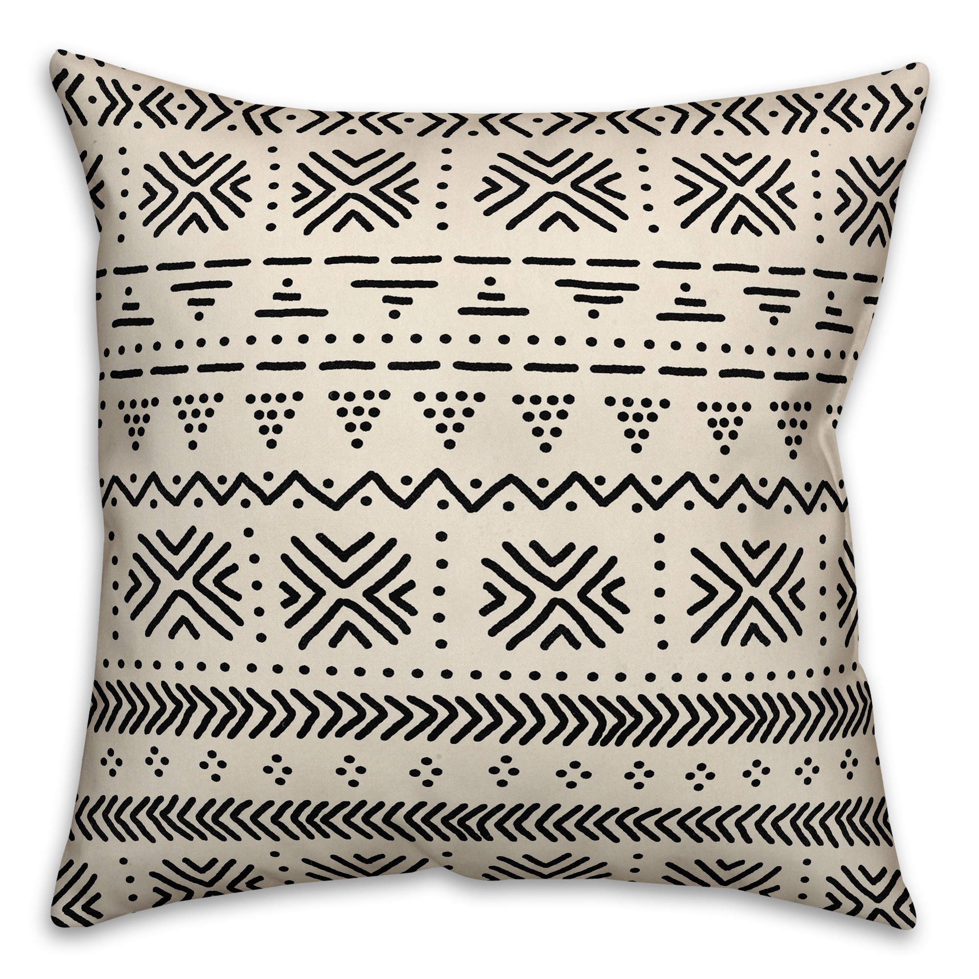 Beige Mudcloth Pattern 18x18 Spun Poly Pillow