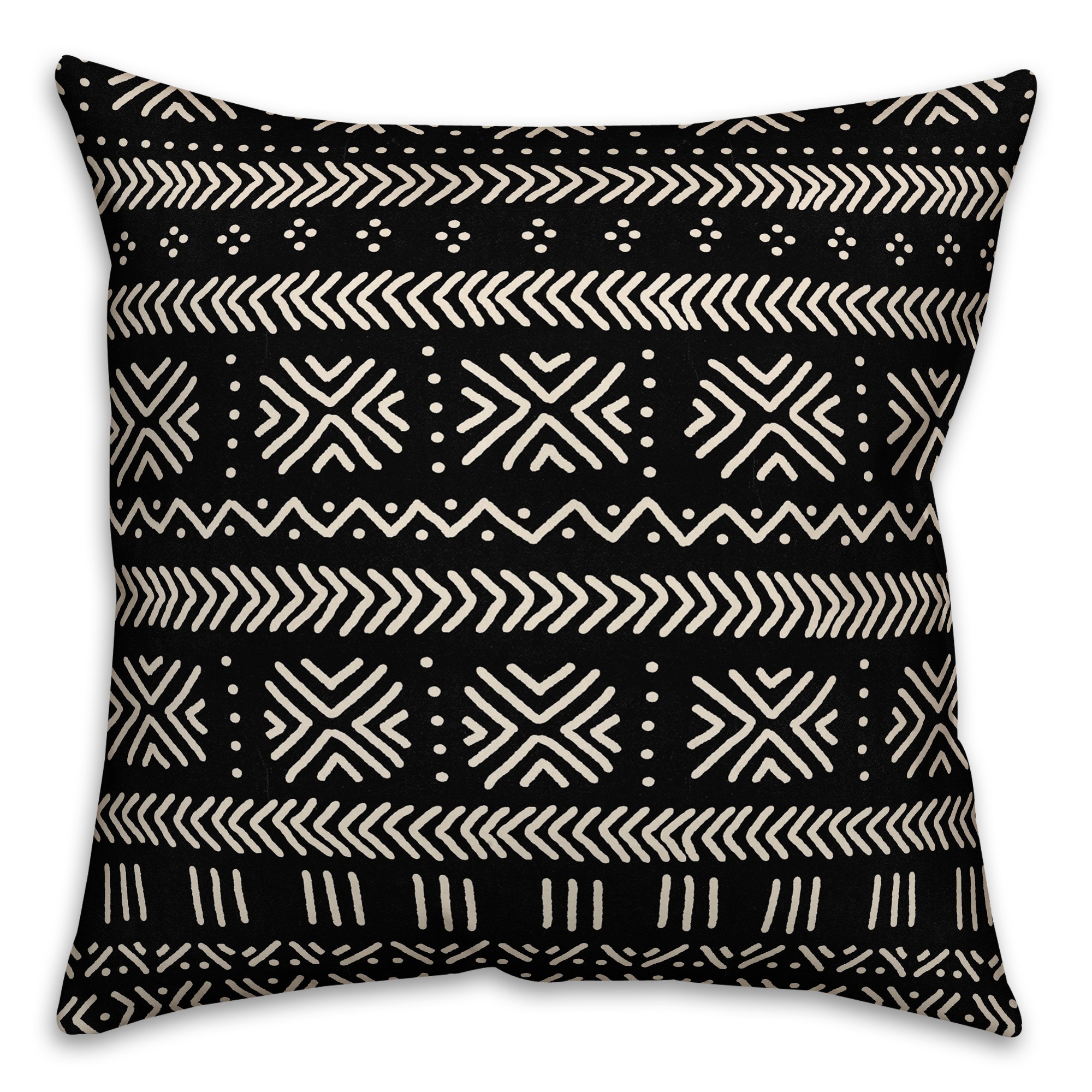 Black Mudcloth Pattern 18x18 Spun Poly Pillow