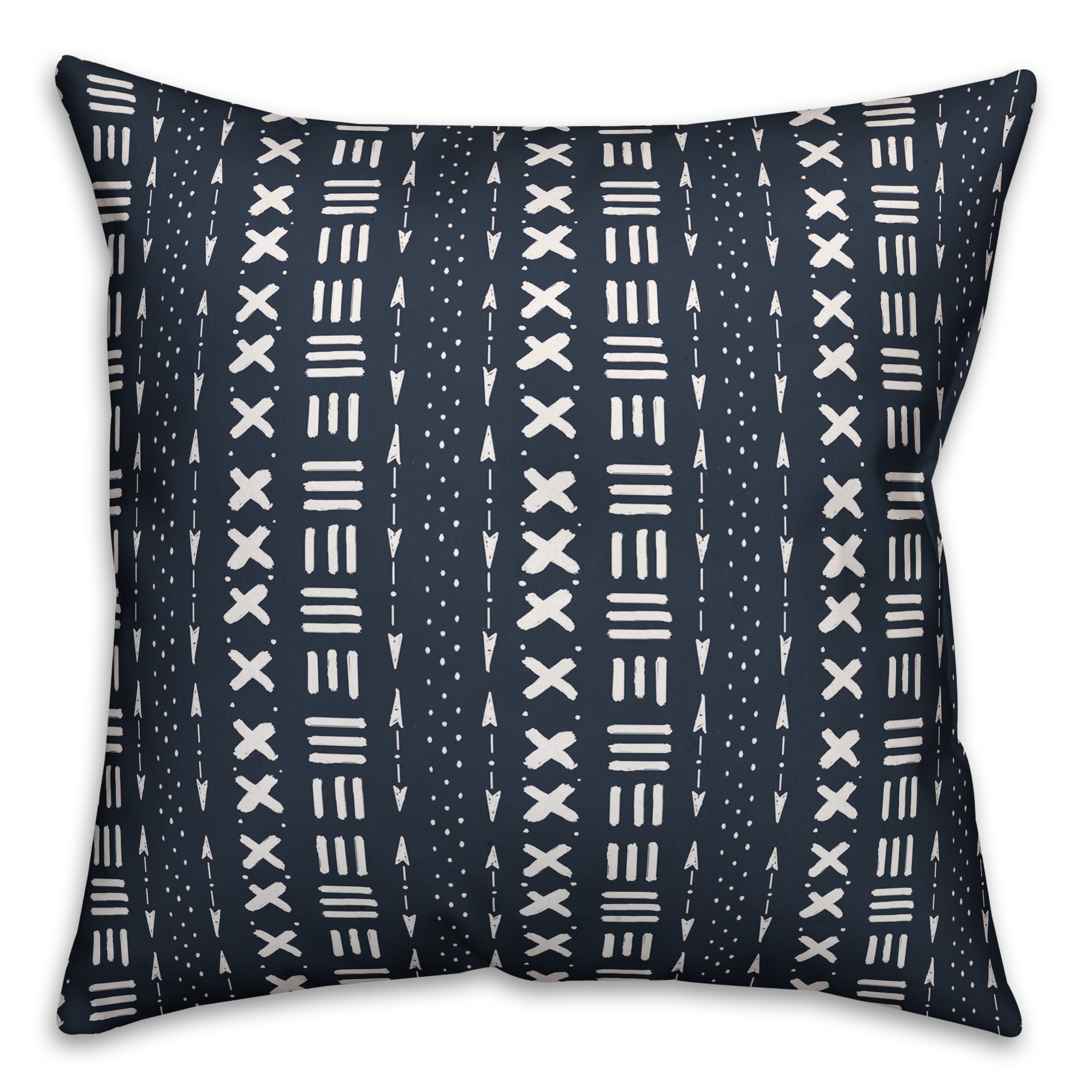 Navy Blue Mudcloth Pattern 18x18 Spun Poly Pillow