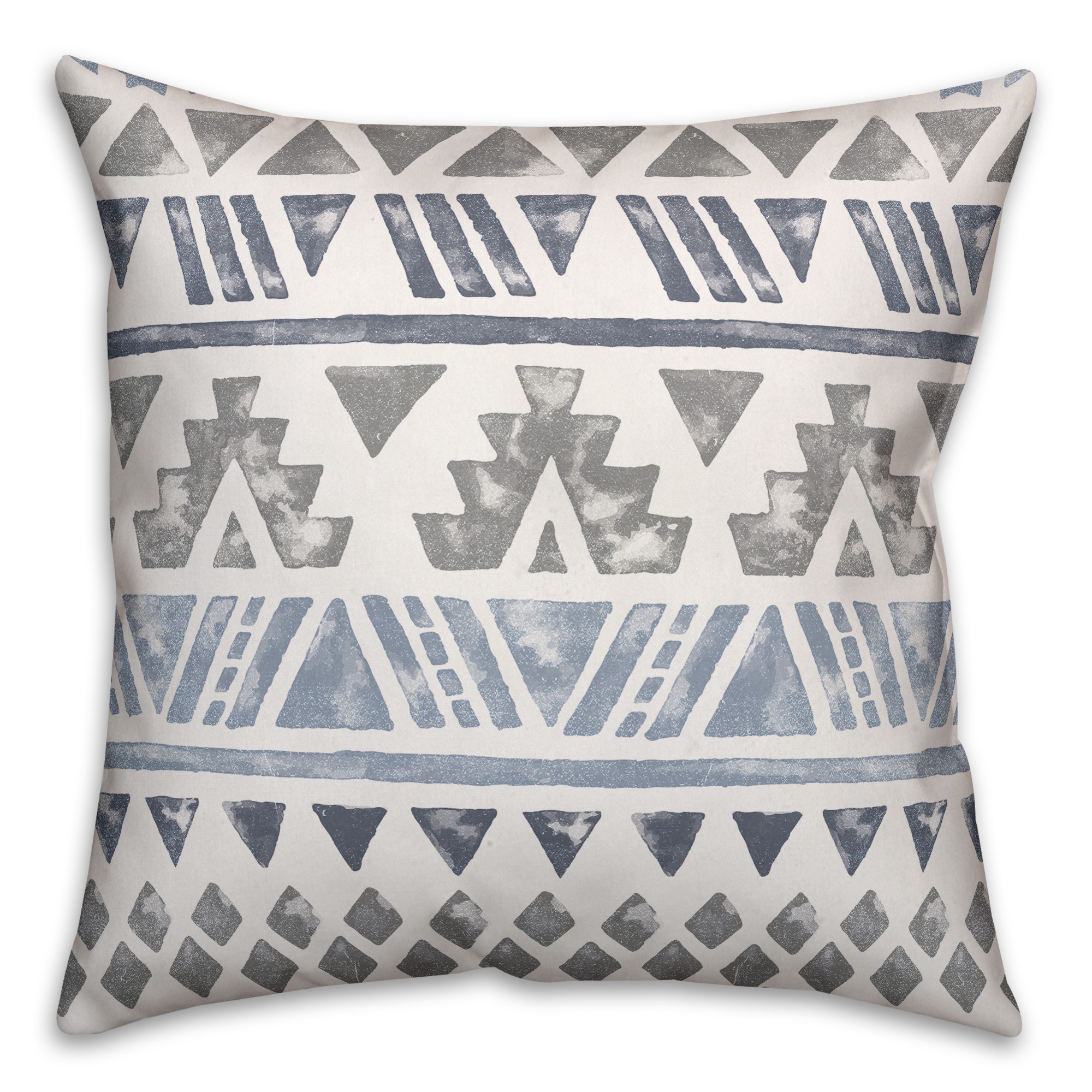 Gray and Blue Aztec 18x18 Spun Poly Pillow