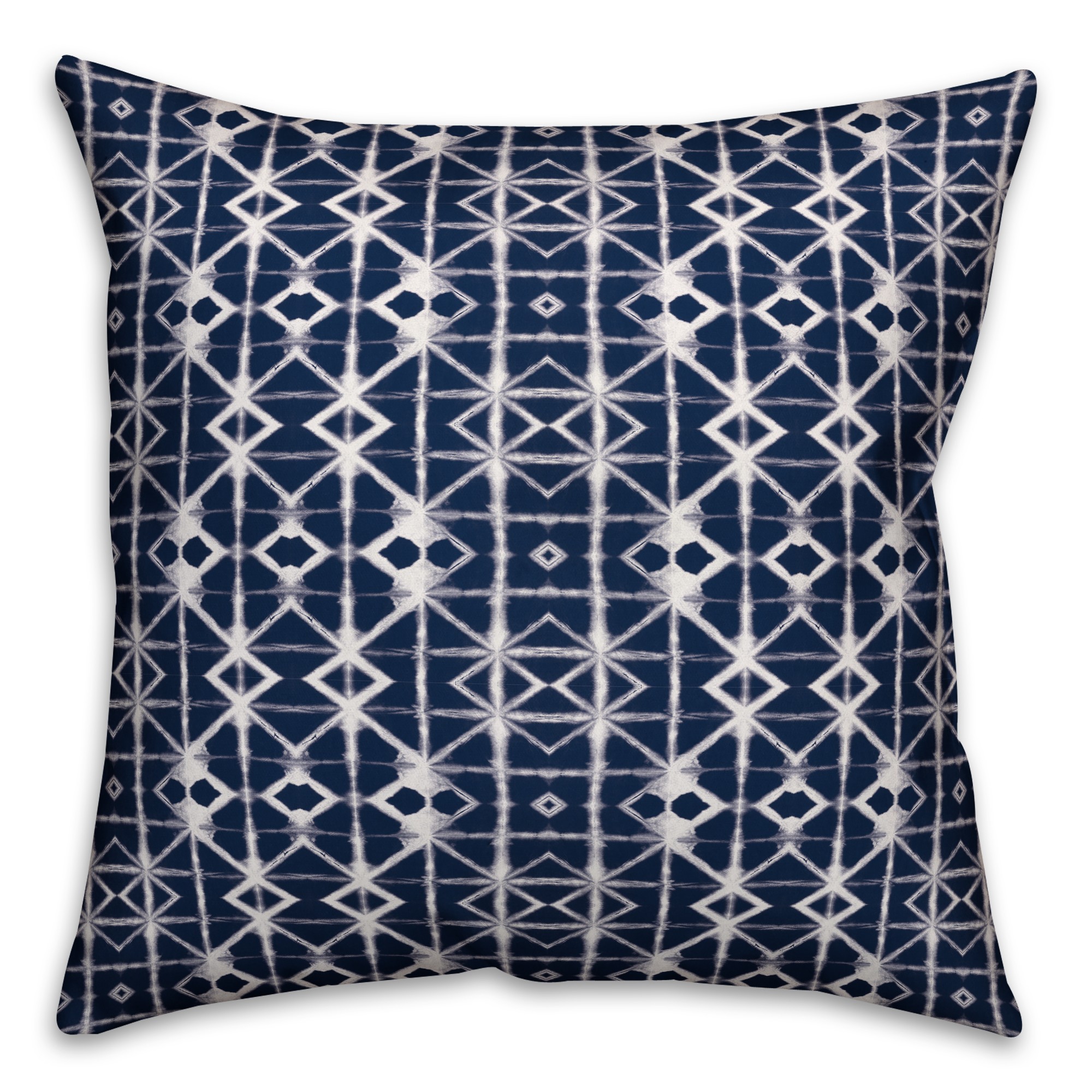 Navy and White Shibori 18x18 Spun Poly Pillow