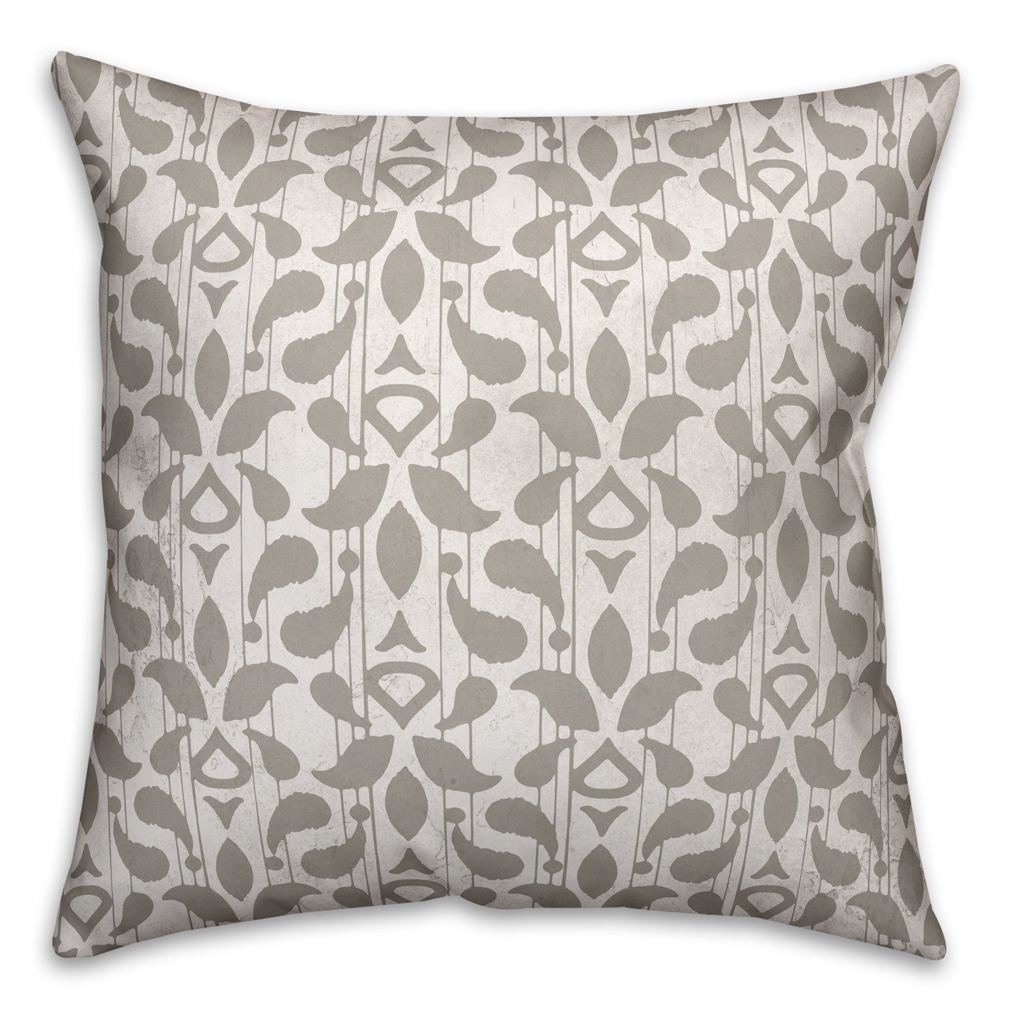 Taupe Floral Pattern 18x18 Spun Poly Pillow
