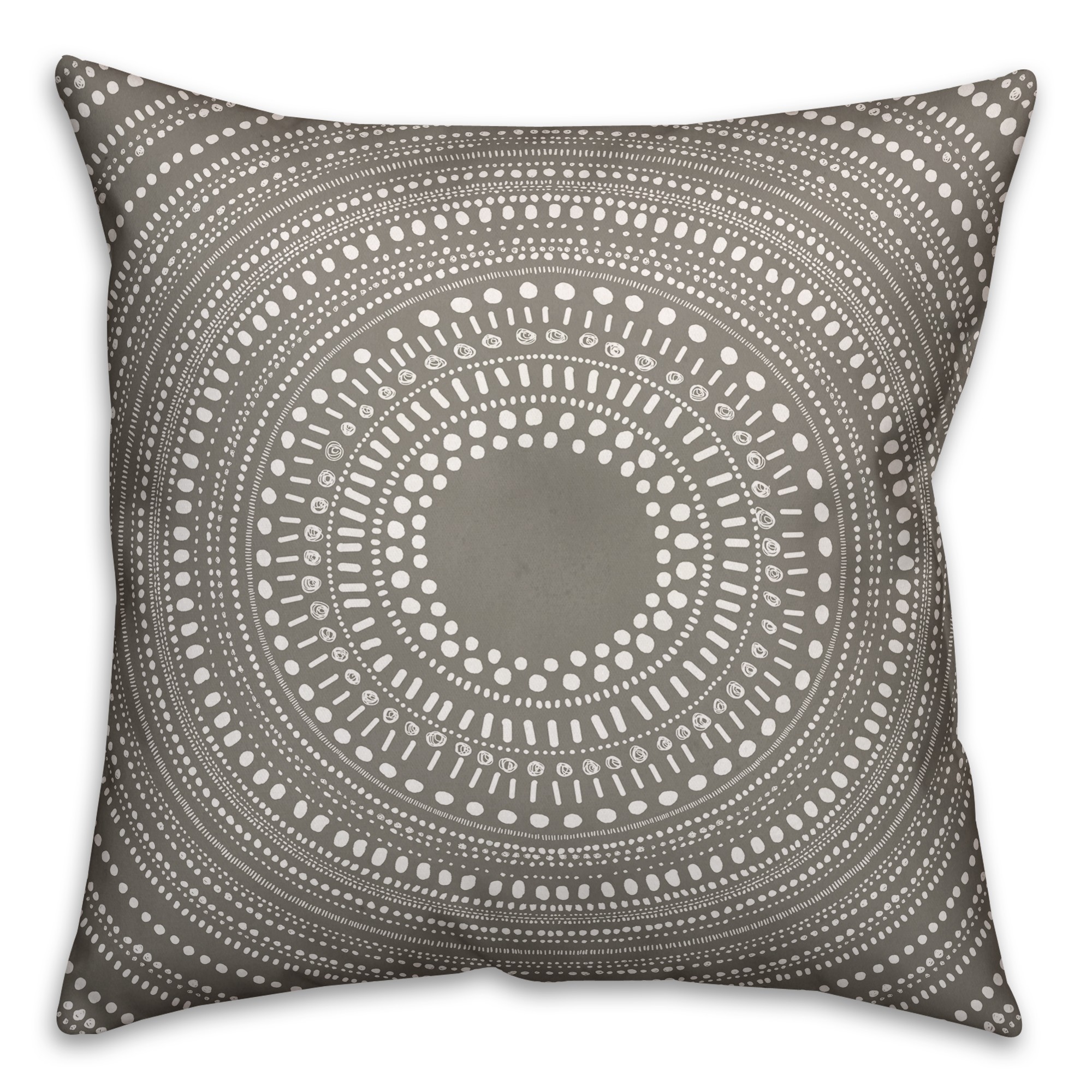 Taupe Tribal Circle 18x18 Spun Poly Pillow