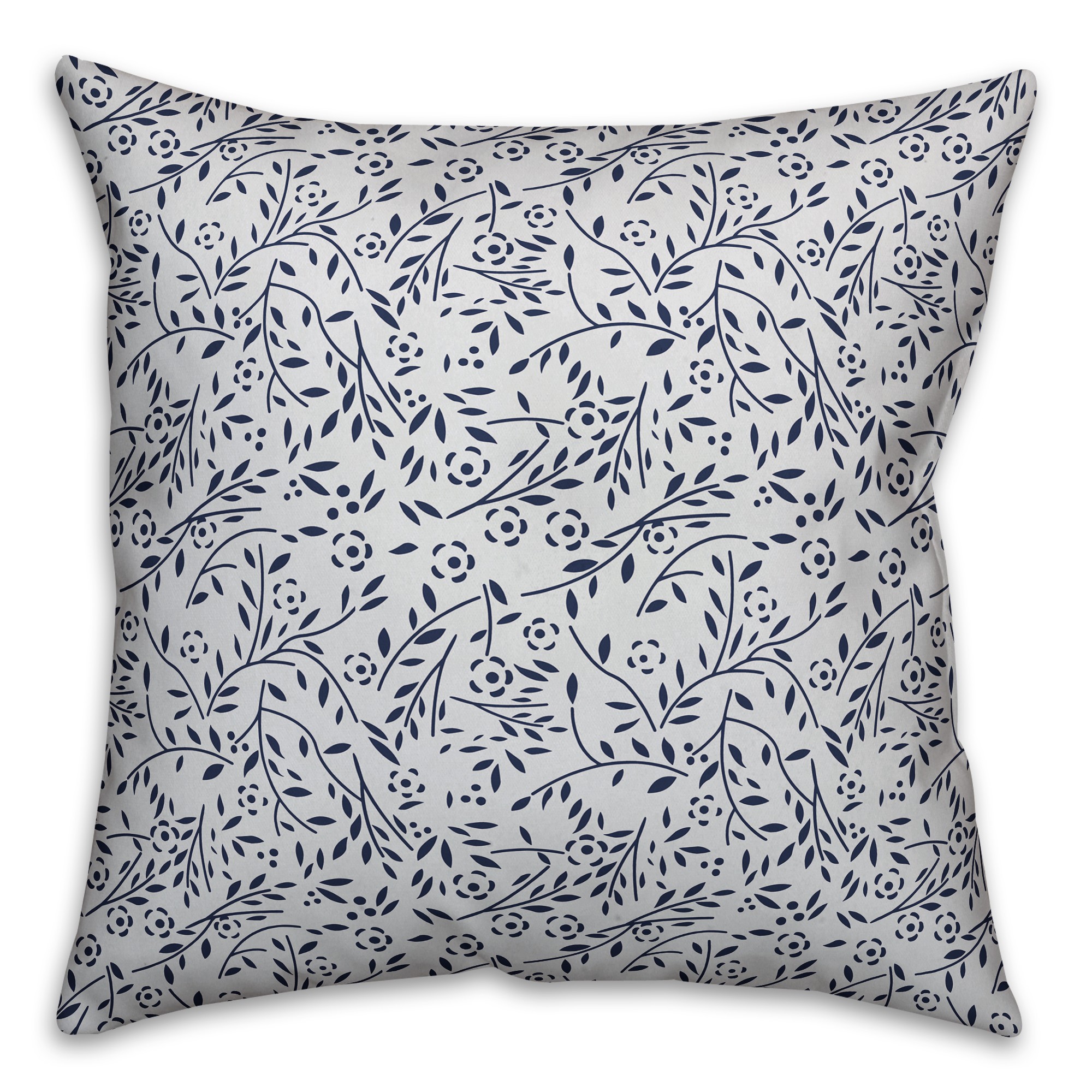 Delicate Blue Flower Pattern 18x18 Spun Poly Pillow