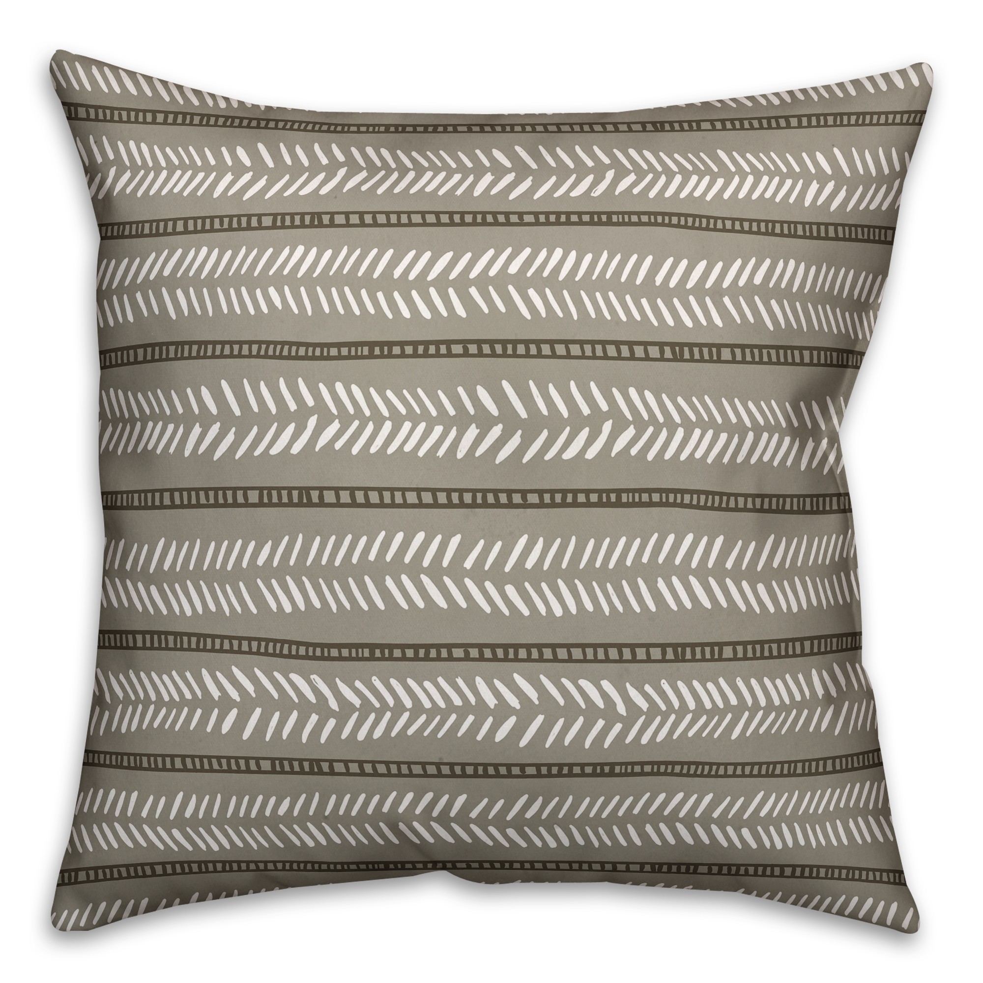 Taupe Box and Dash Pattern 18x18 Spun Poly Pillow