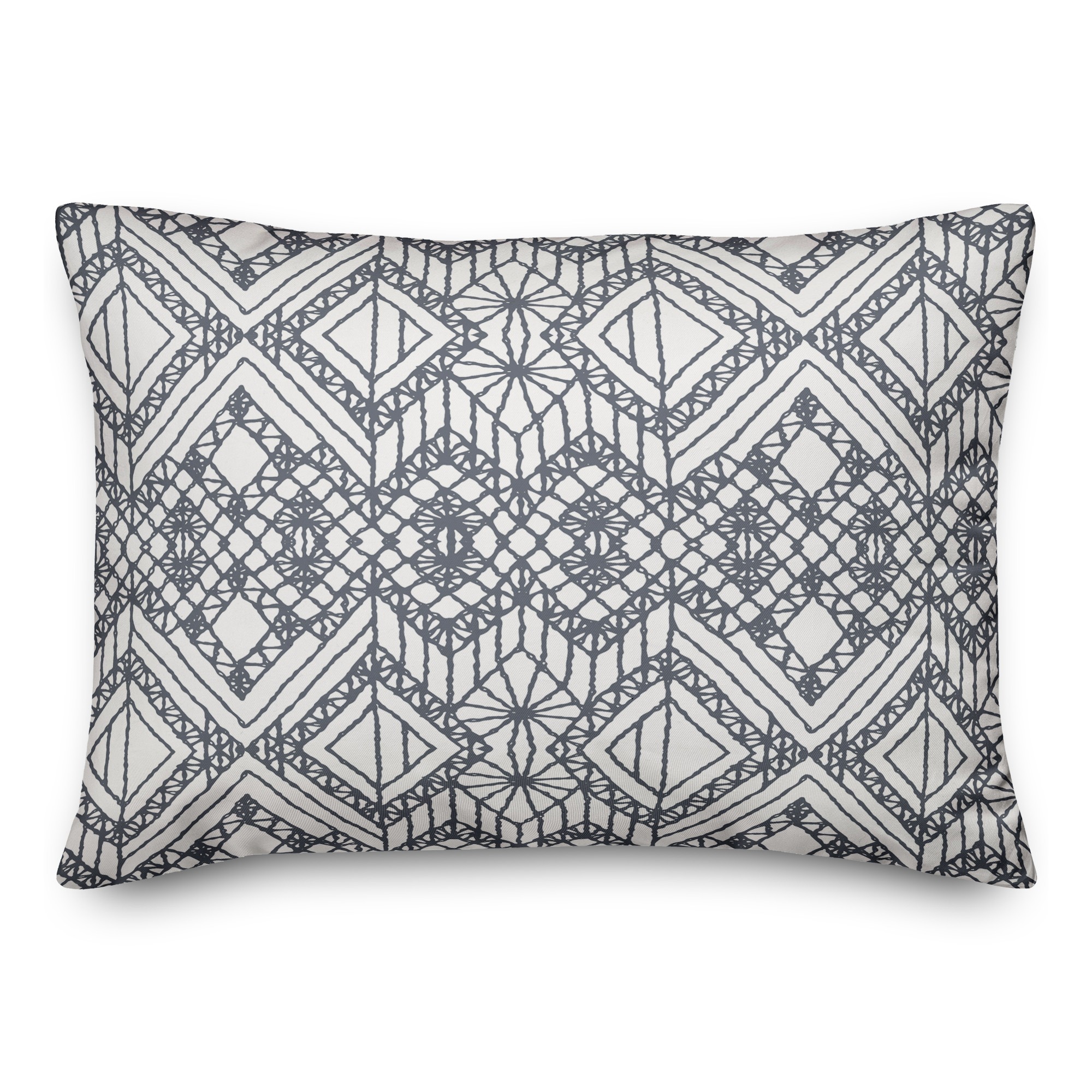 Macrome Pattern Blue 14x20 Spun Poly Pillow
