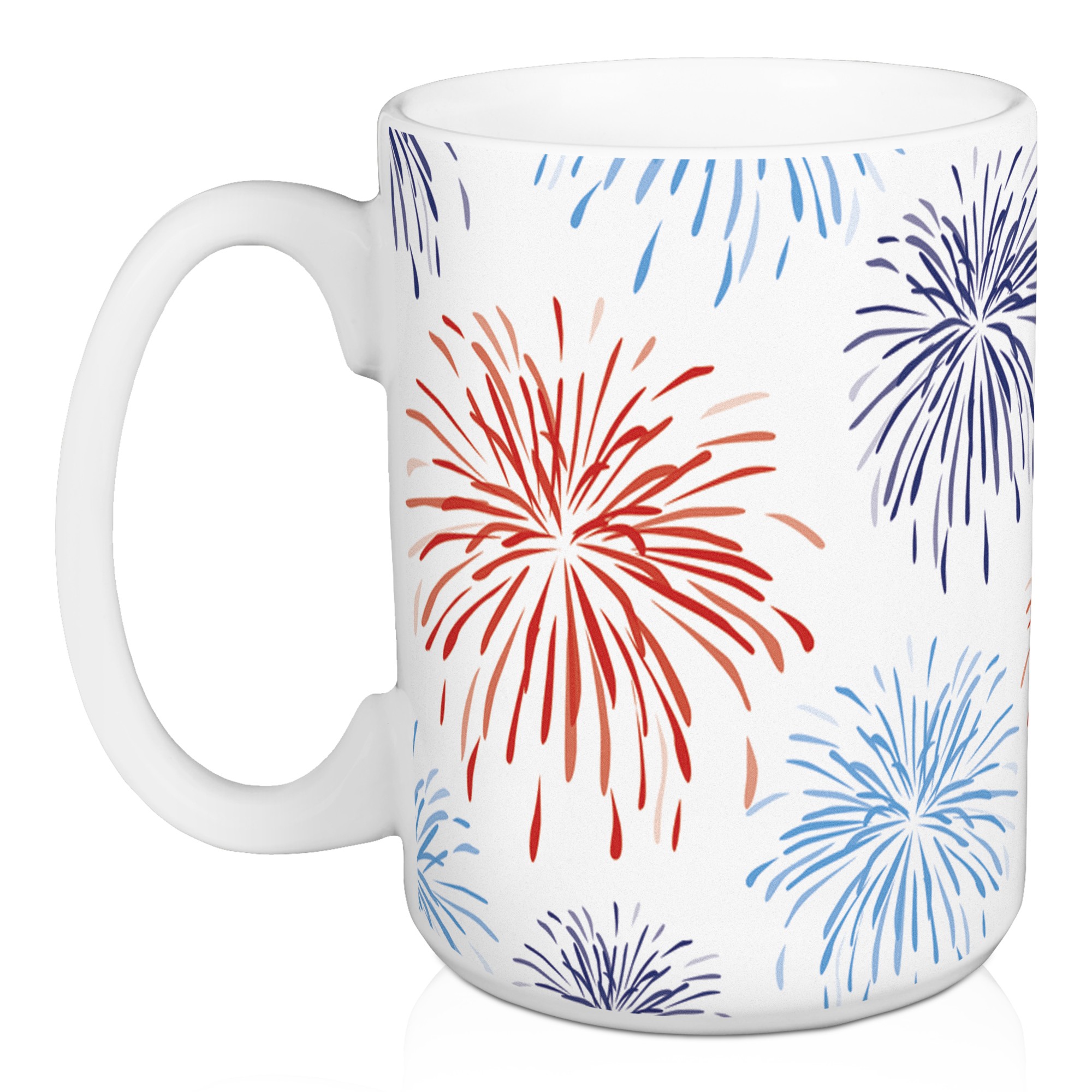 Red White and Blue Fireworks 15 oz Mug