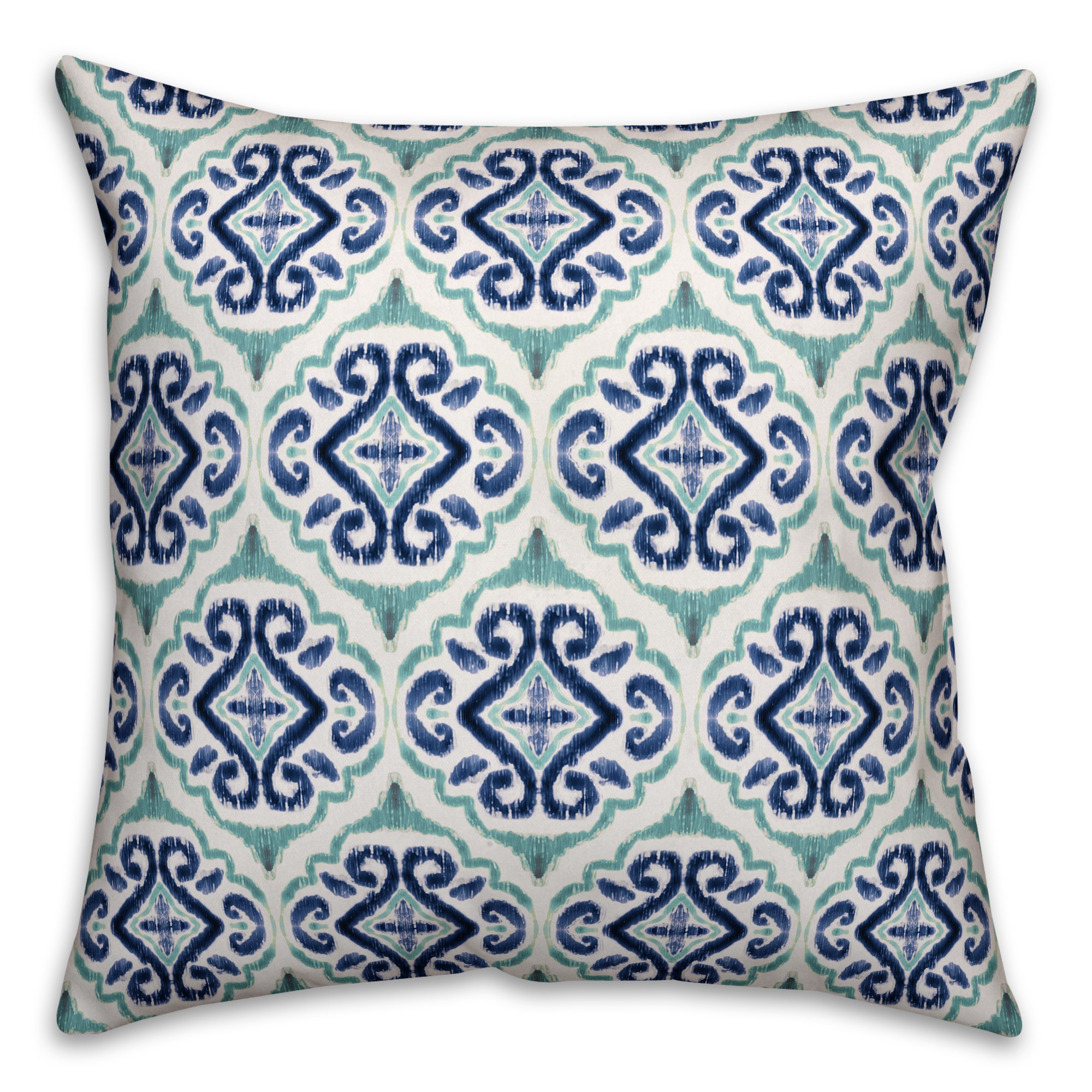 Blue Watercolor Medallion 18x18 Indoor / Outdoor Pillow