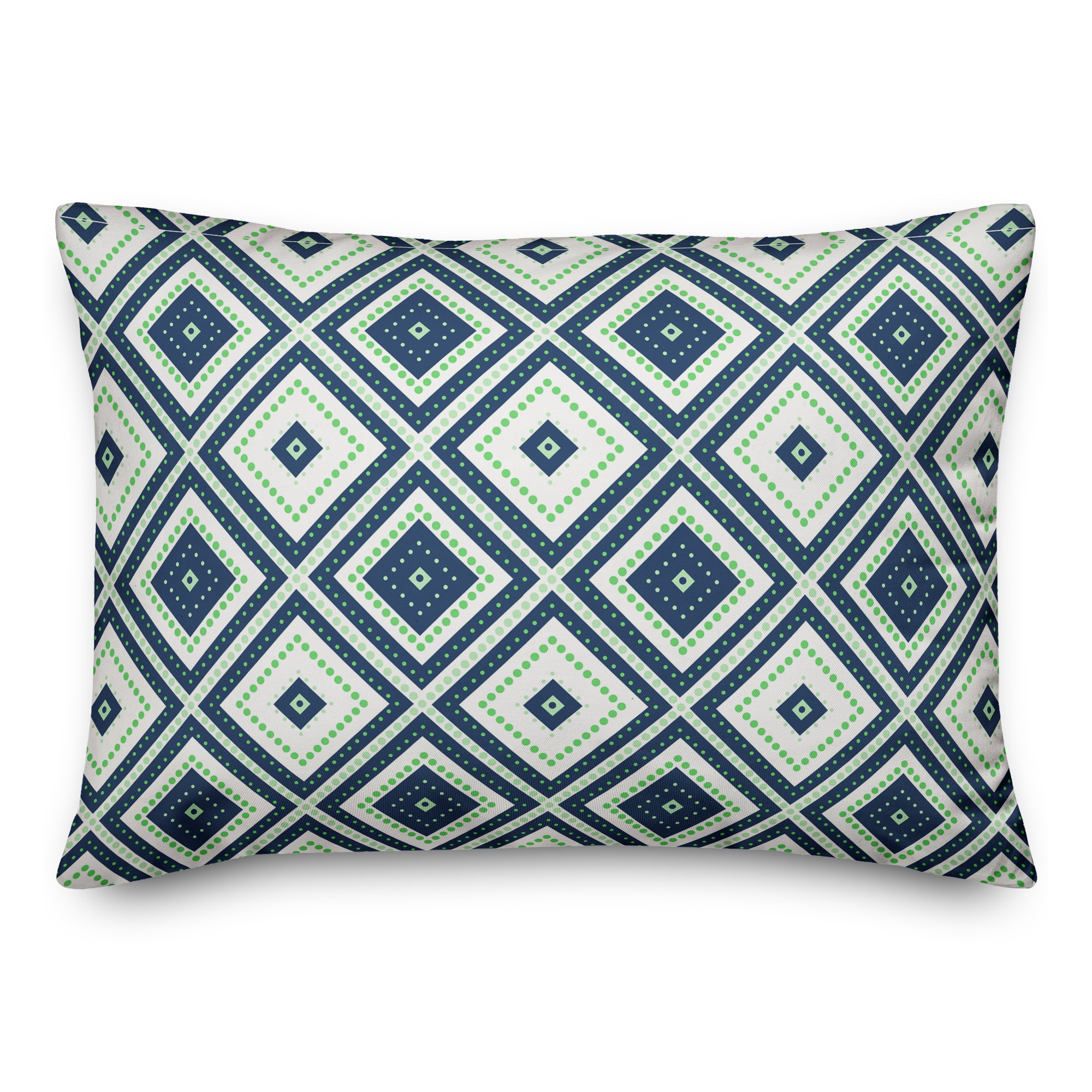 Navy & Green Diamonds 14x20 Indoor / Outdoor Pillow