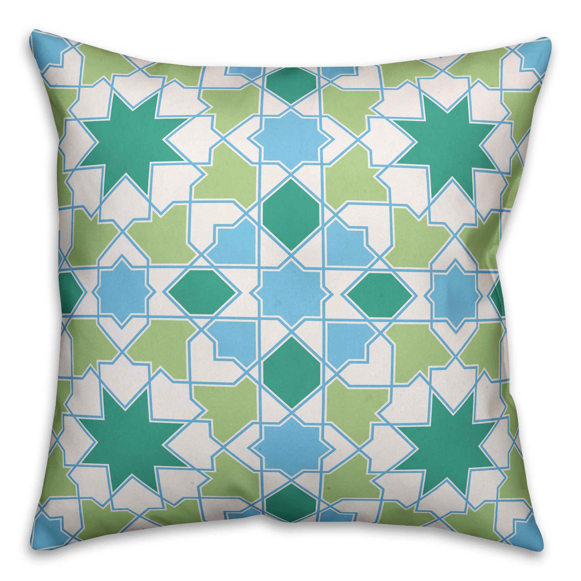 Blue & Green Havana Mosaic 18x18 Indoor / Outdoor Pillow