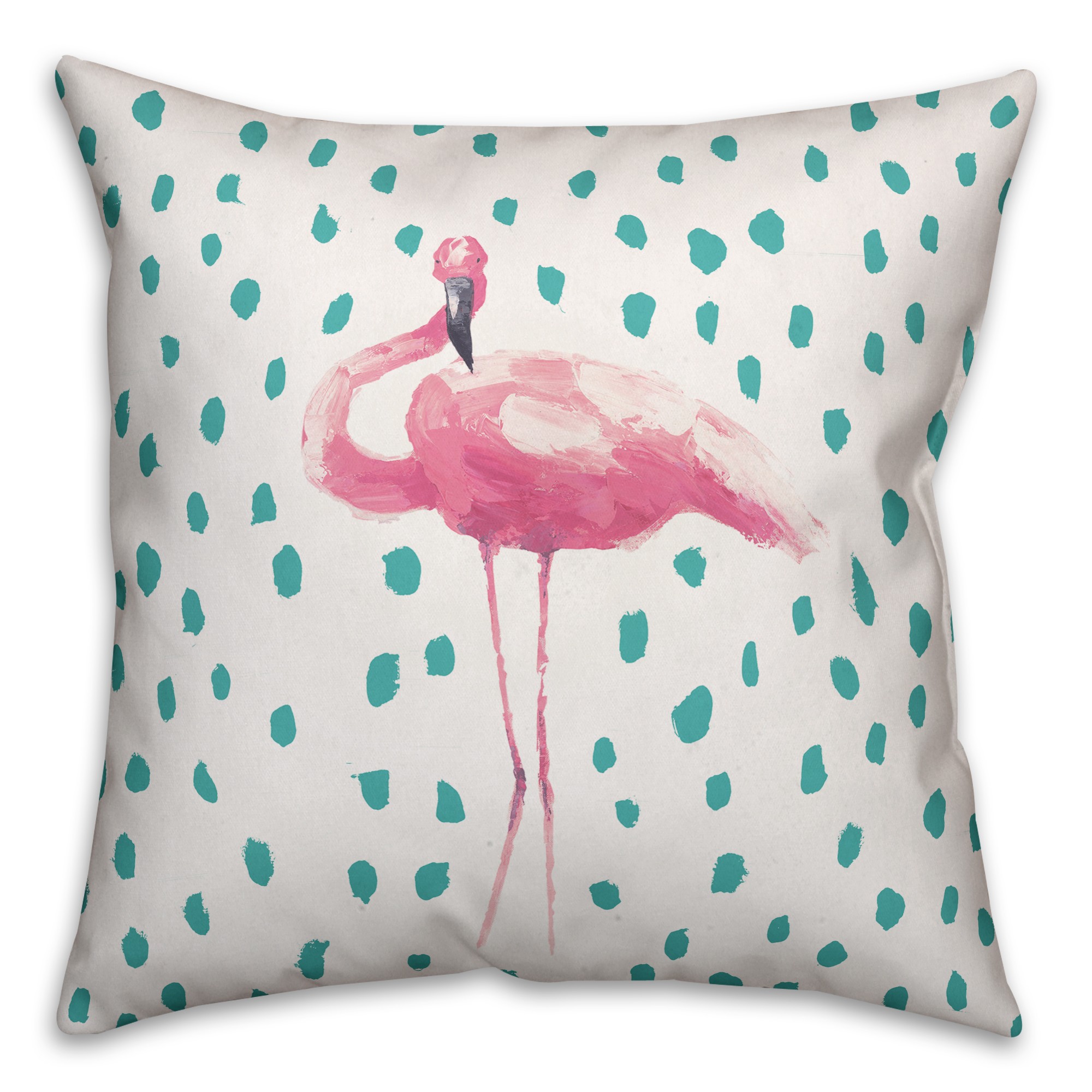 Pink & Teal Tropical Flamingo 18x18 Indoor / Outdoor Pillow