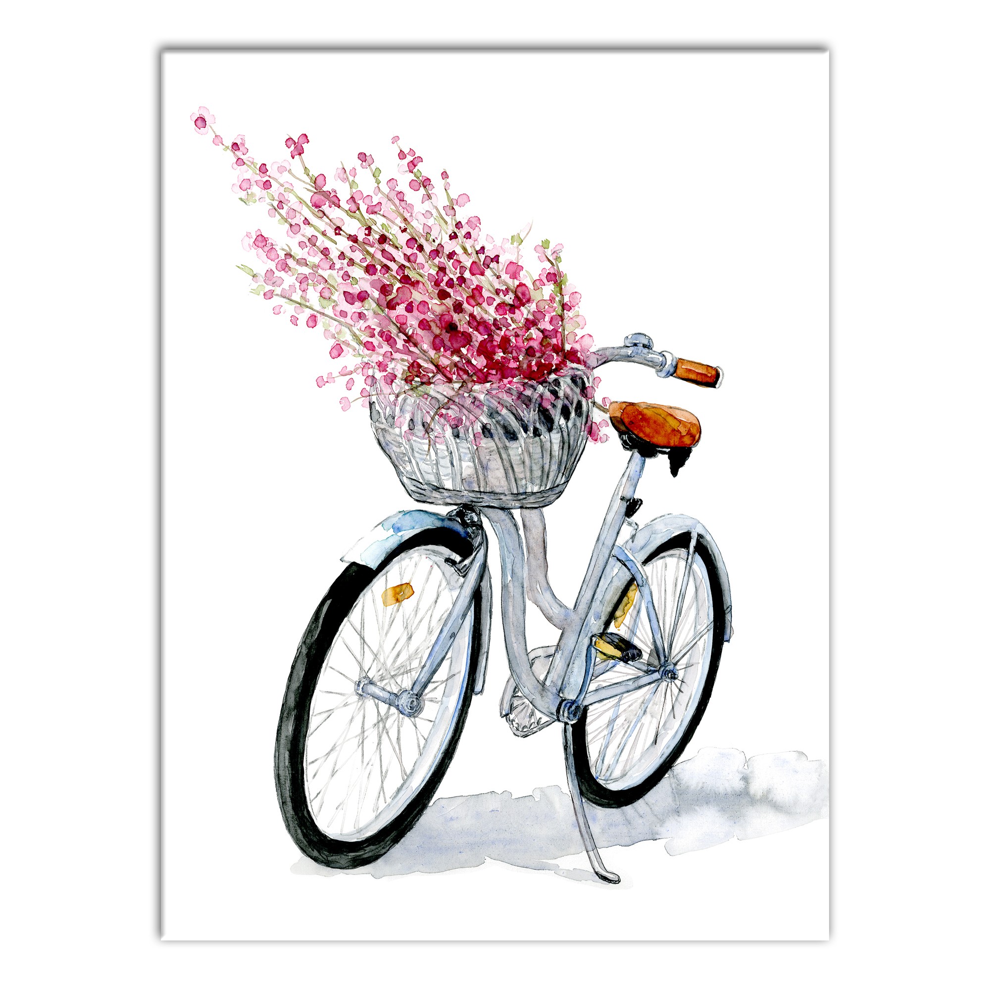 Bike with Flower Basket 16x24 Canvas Wall Art