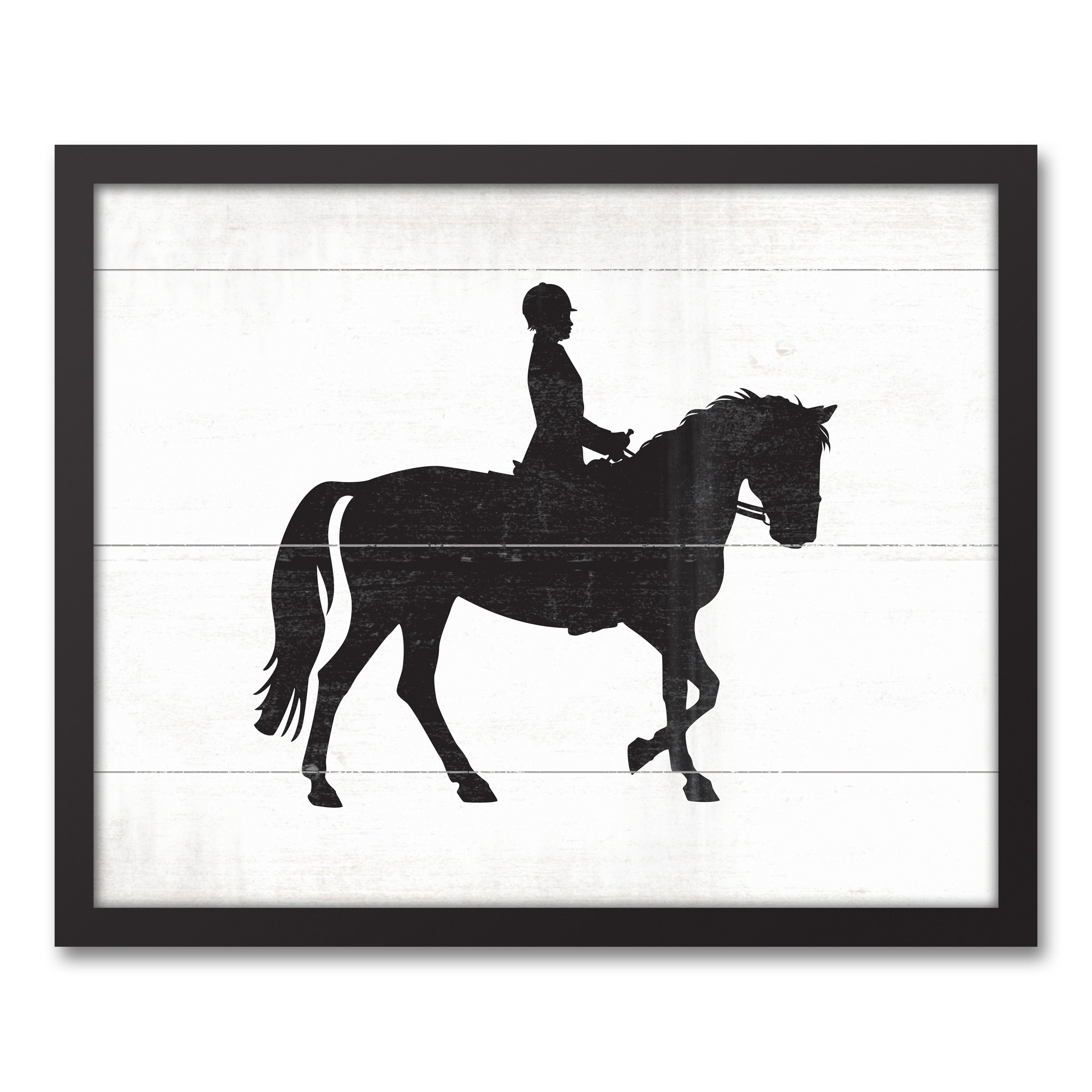 Equestrian Horse Rider 16x20 Black Framed Canvas