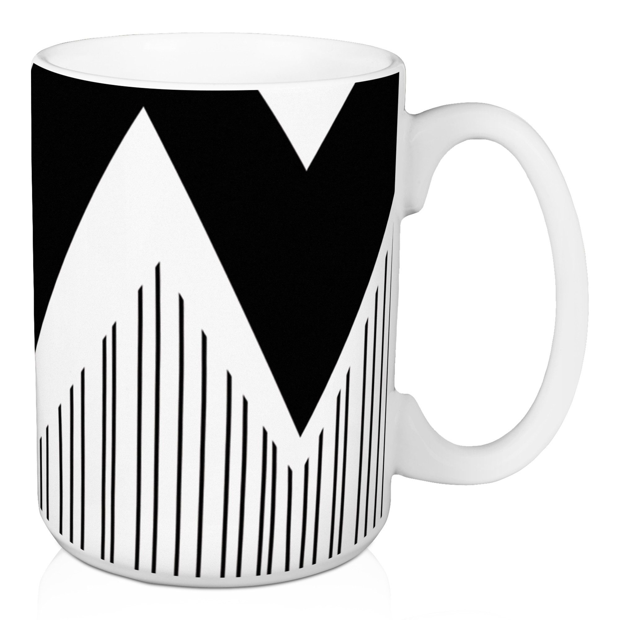 Black and White Abstract Chevron 15 oz Mug