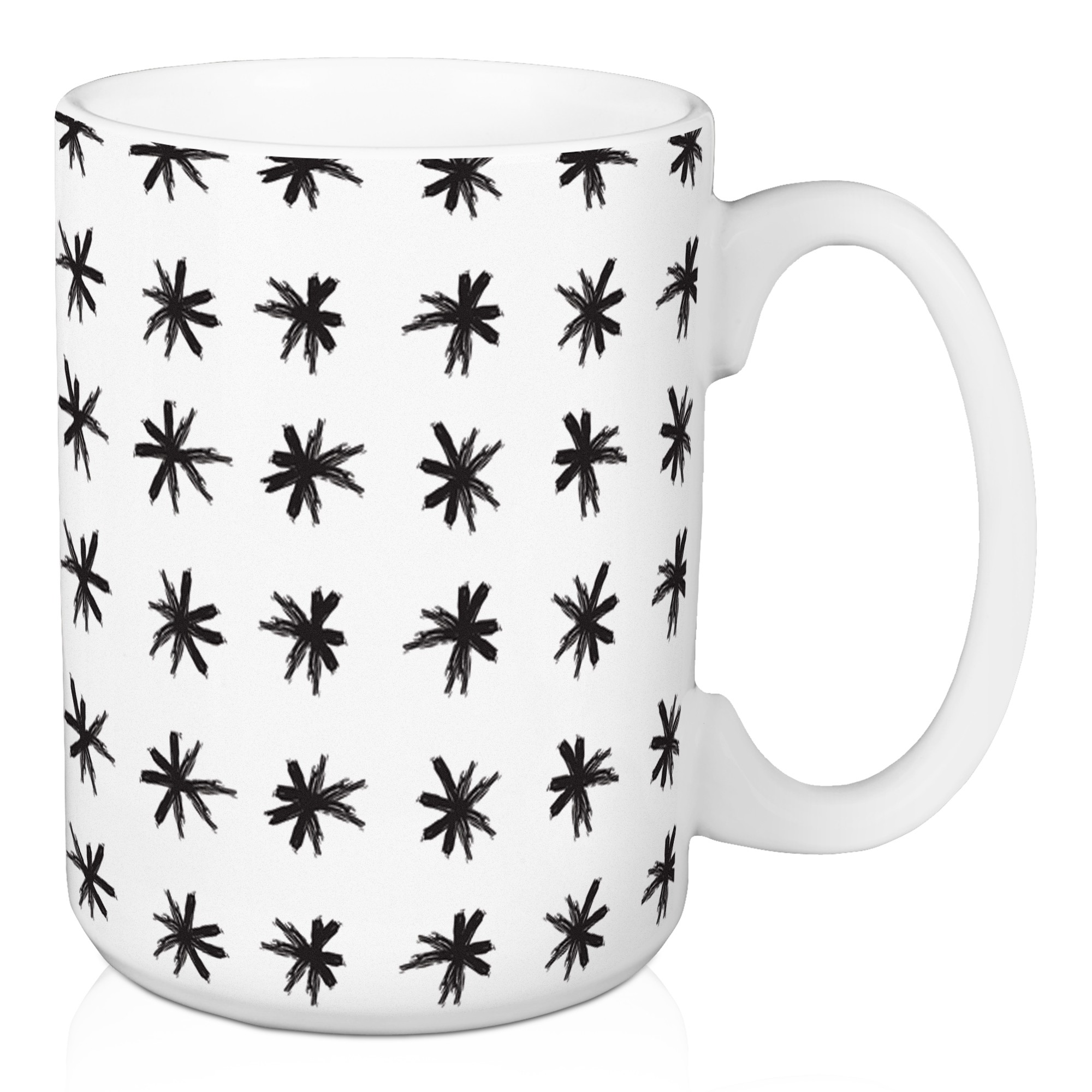 Black and White Asterick Pattern 15 oz Mug