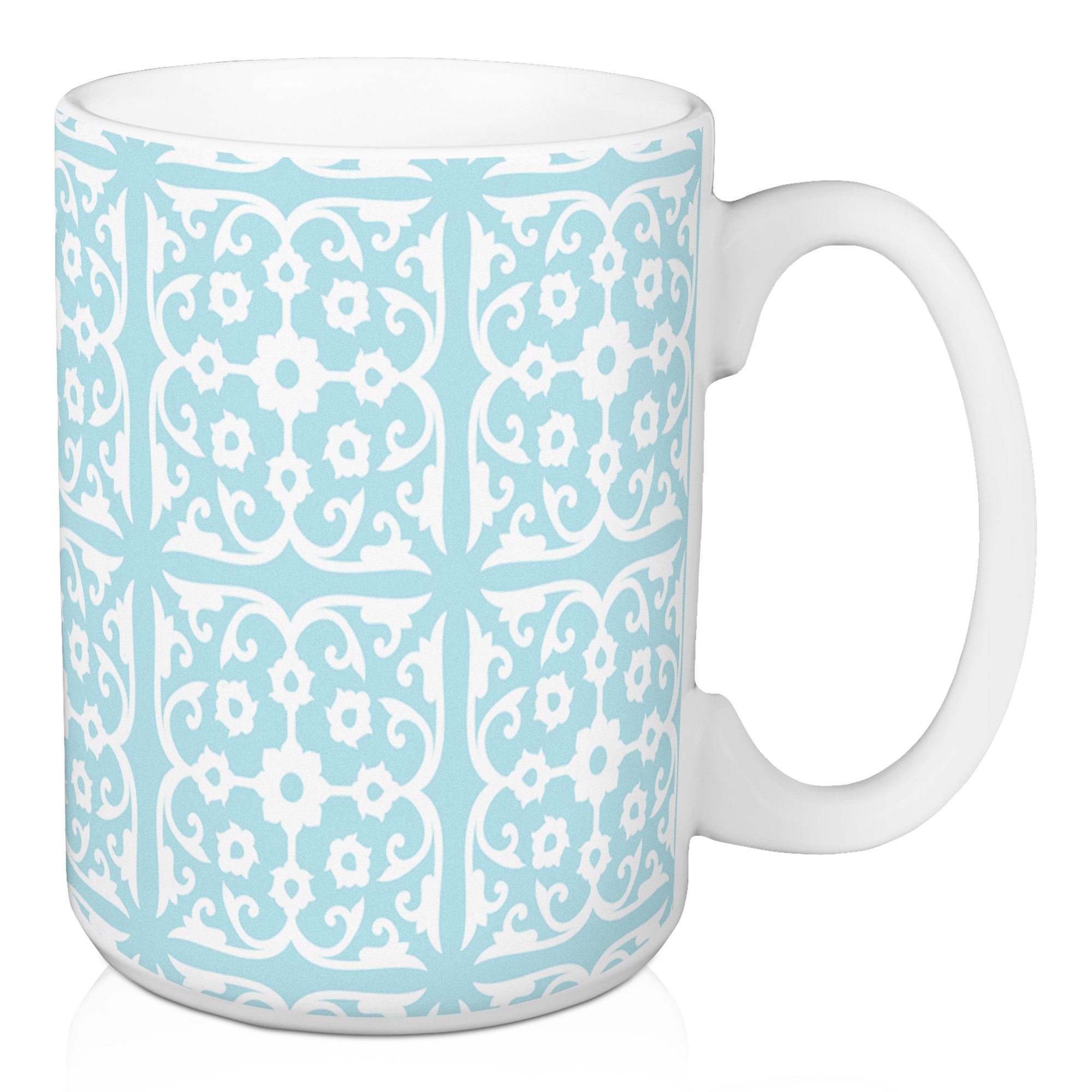 Powder Blue Medallions 15 oz Mug
