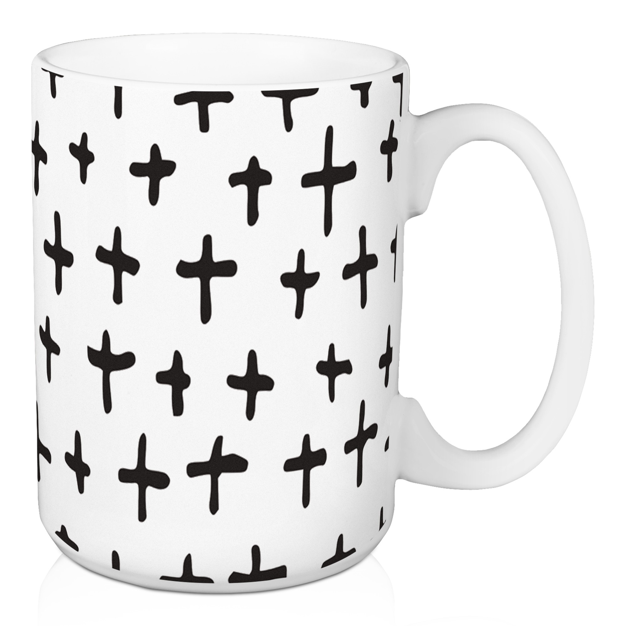 Black and White Plus Marks 15 oz Mug