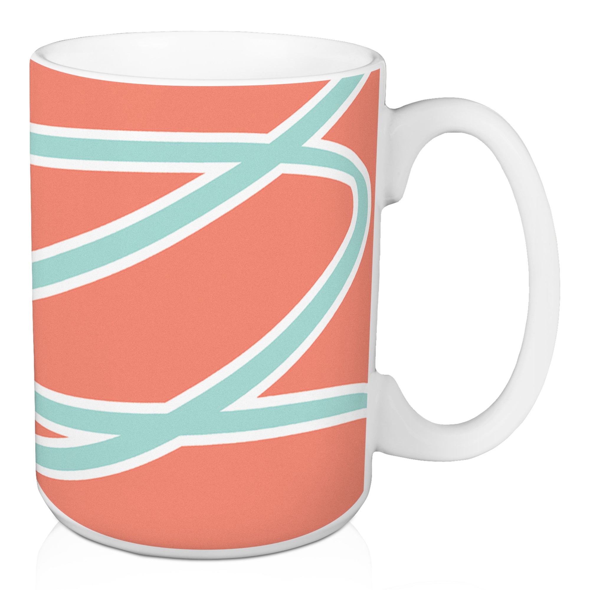 Coral and Blue Swirls 15 oz Mug