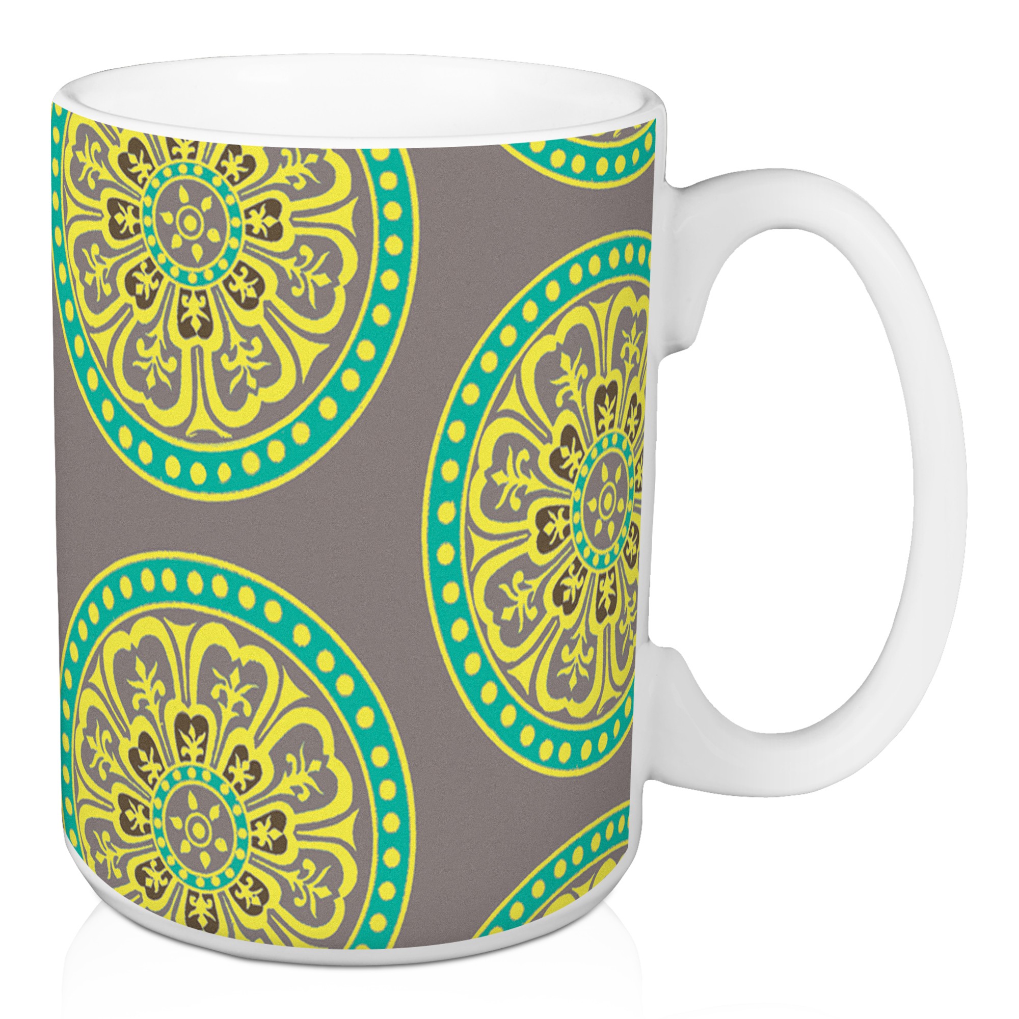 Green and Yellow Medallions 15 oz Mug