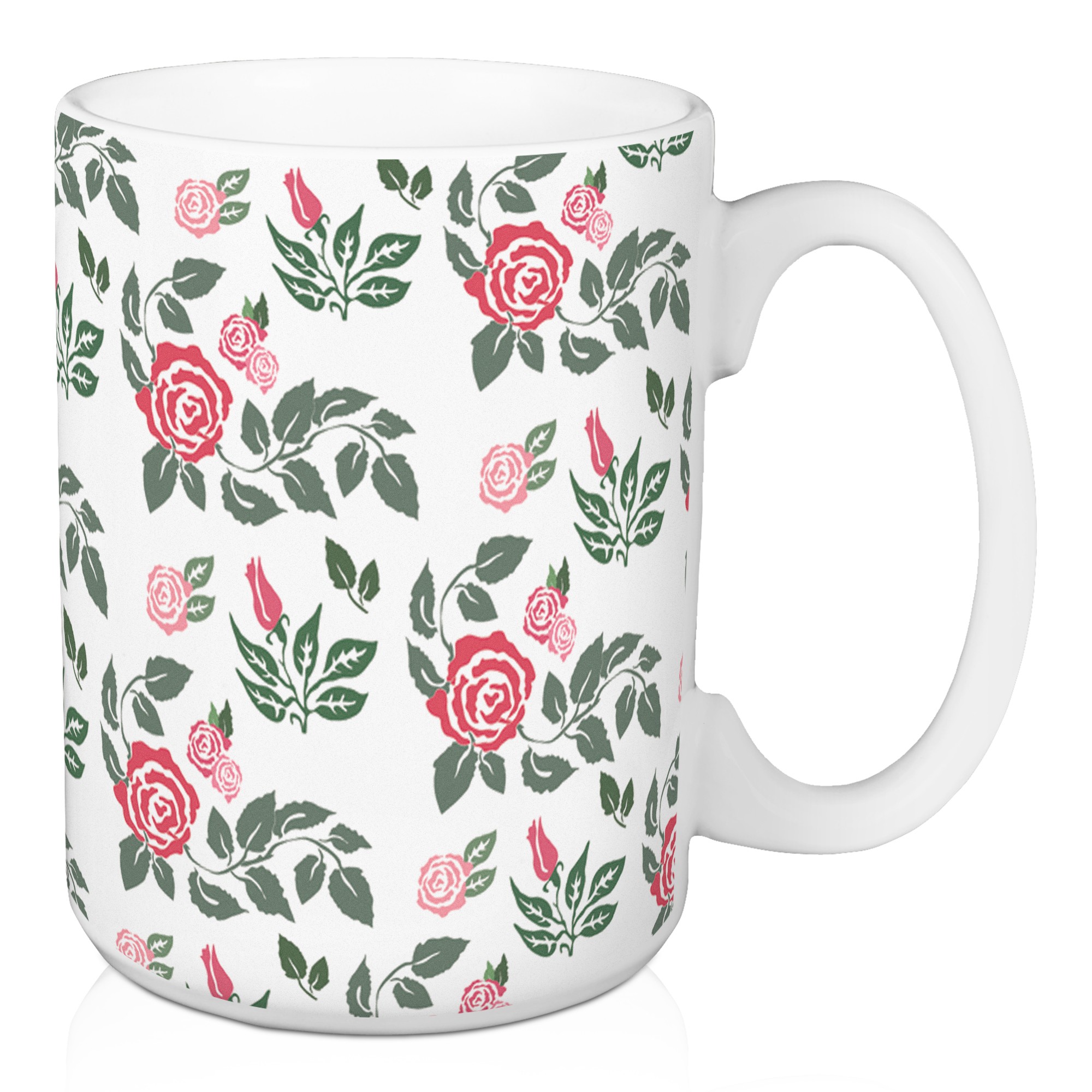 Rose Floral Pattern 15 oz Mug