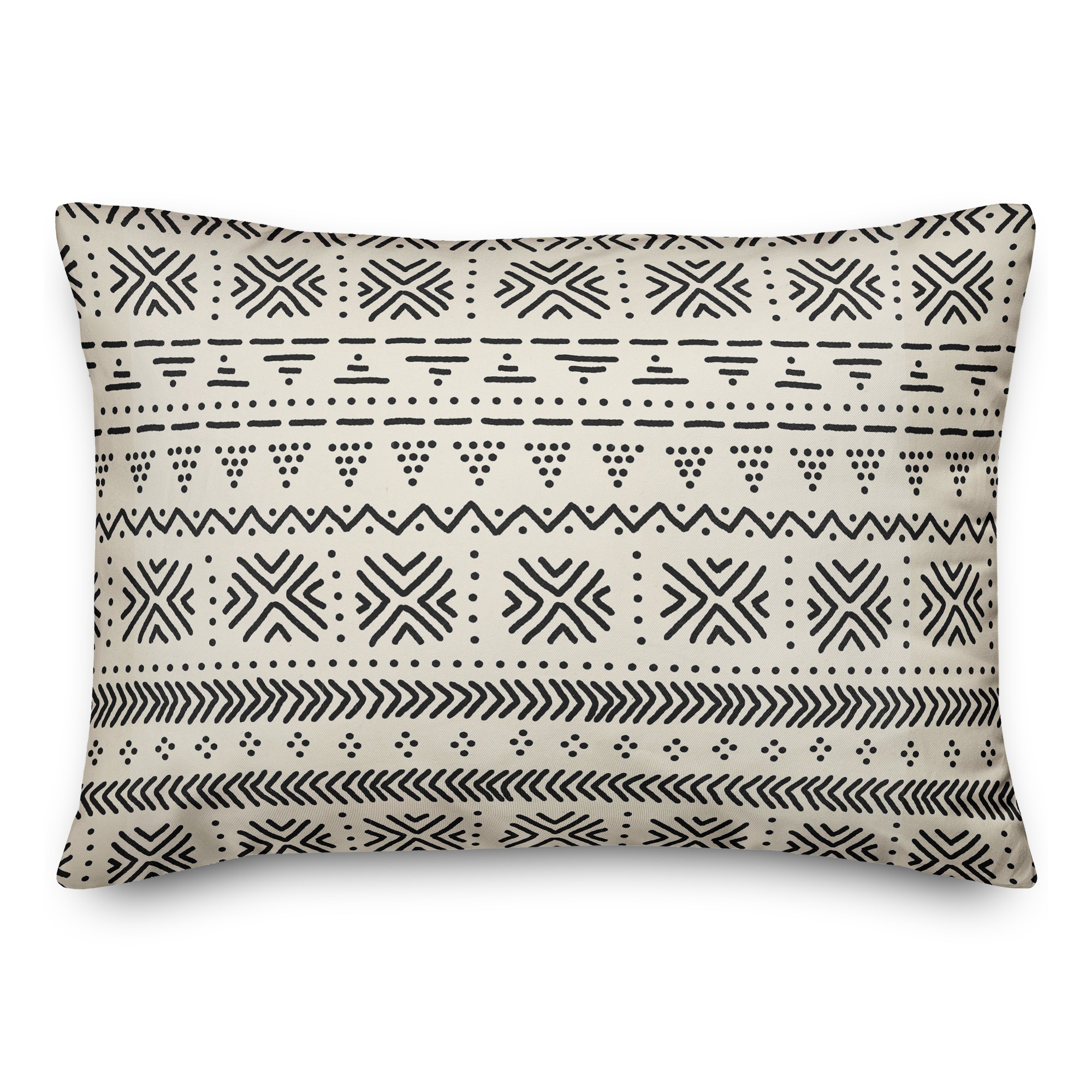 Beige Mudcloth Pattern 14x20 Indoor / Outdoor Pillow