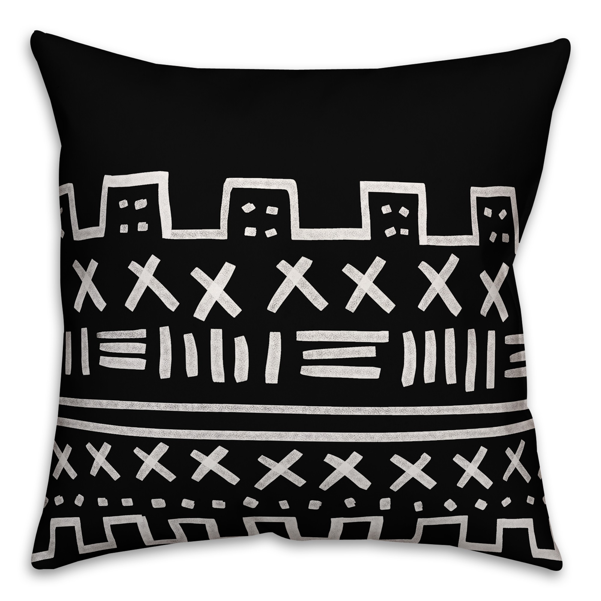 Black and White Tribal 18x18 Indoor / Outdoor Pillow