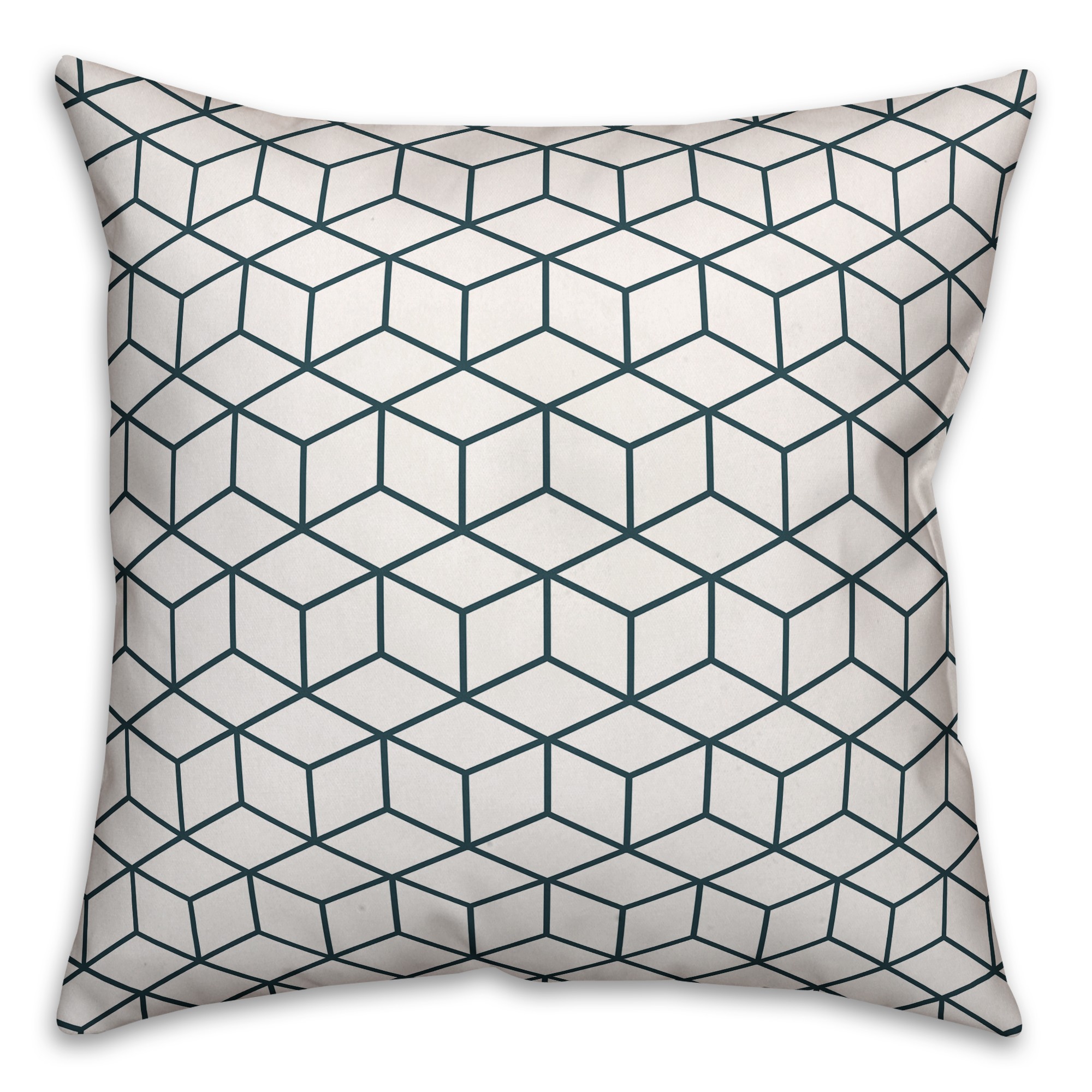 Cube Blue and White Pattern 18x18 Indoor / Outdoor Pillow