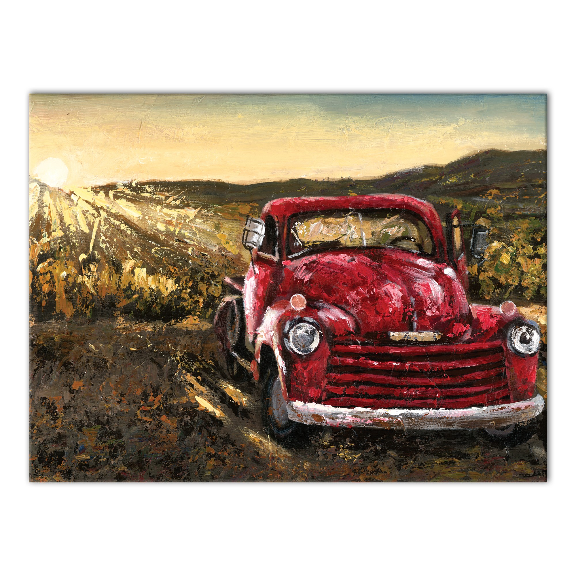 Vintage Sunset Truck 18x24 Canvas Wall Art