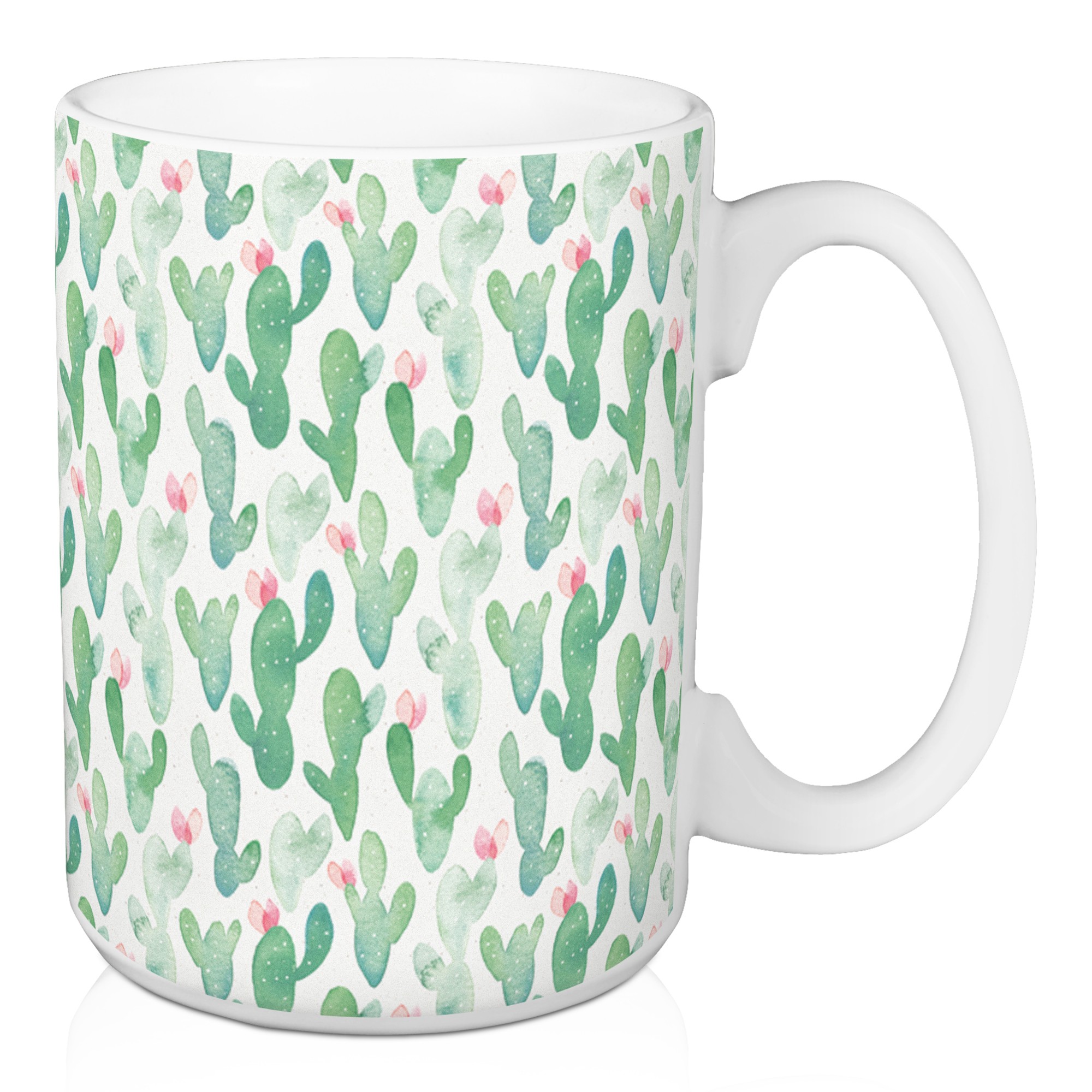 Watercolor Cactus Pattern 15 oz Mug