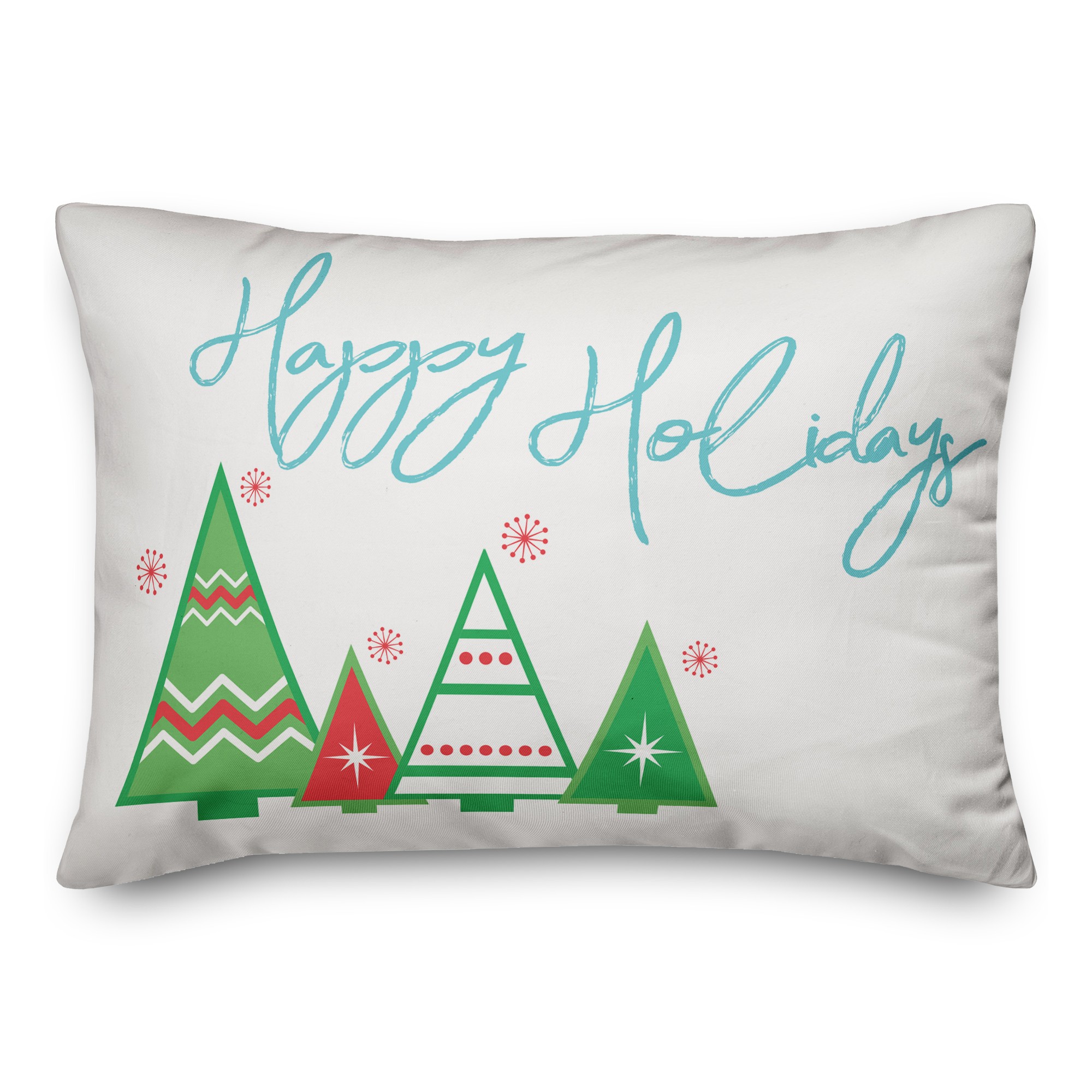 Happy Holidays Striped Trees 14x20 Spun Poly Pillow