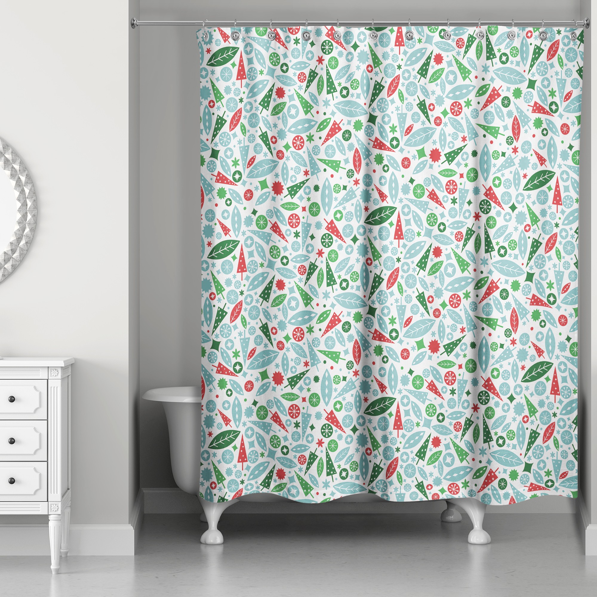 Midcentury Modern Holiday Pattern 71x74 Shower Curtain