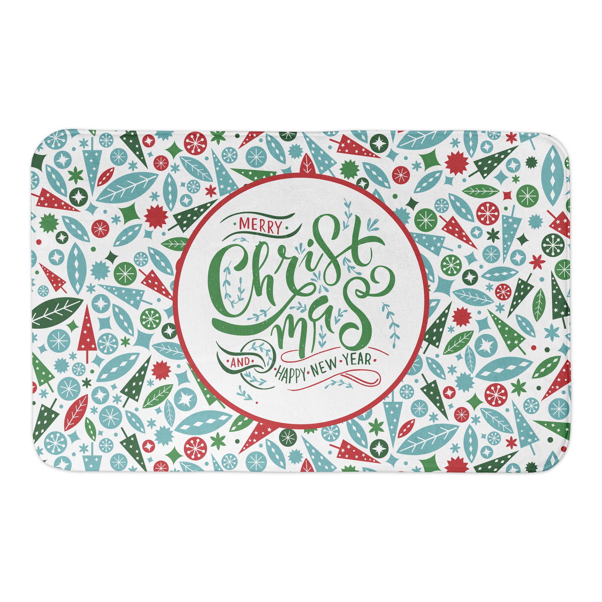 Midcentury Modern Holiday Pattern  34x21 Bath Mat