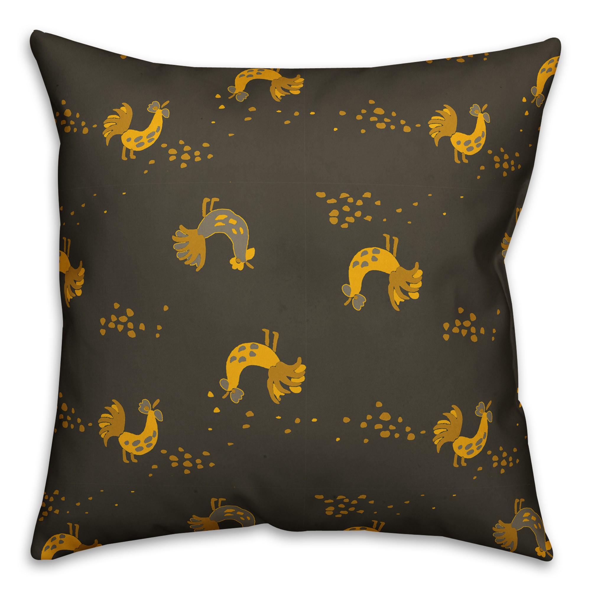 Rooster Pattern in Yellow Pillow