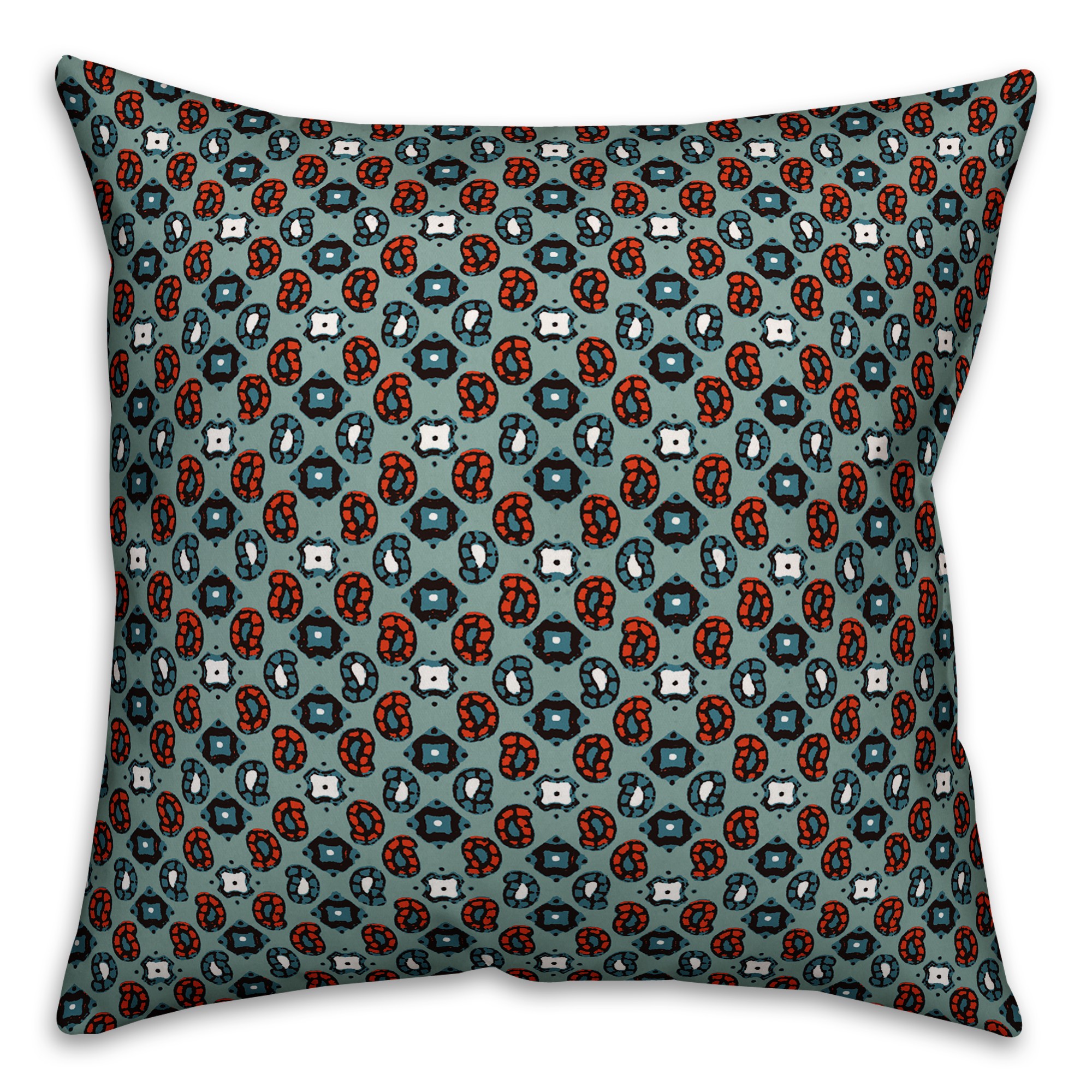 Tiny Paisley Pattern in Blue Pillow Cover