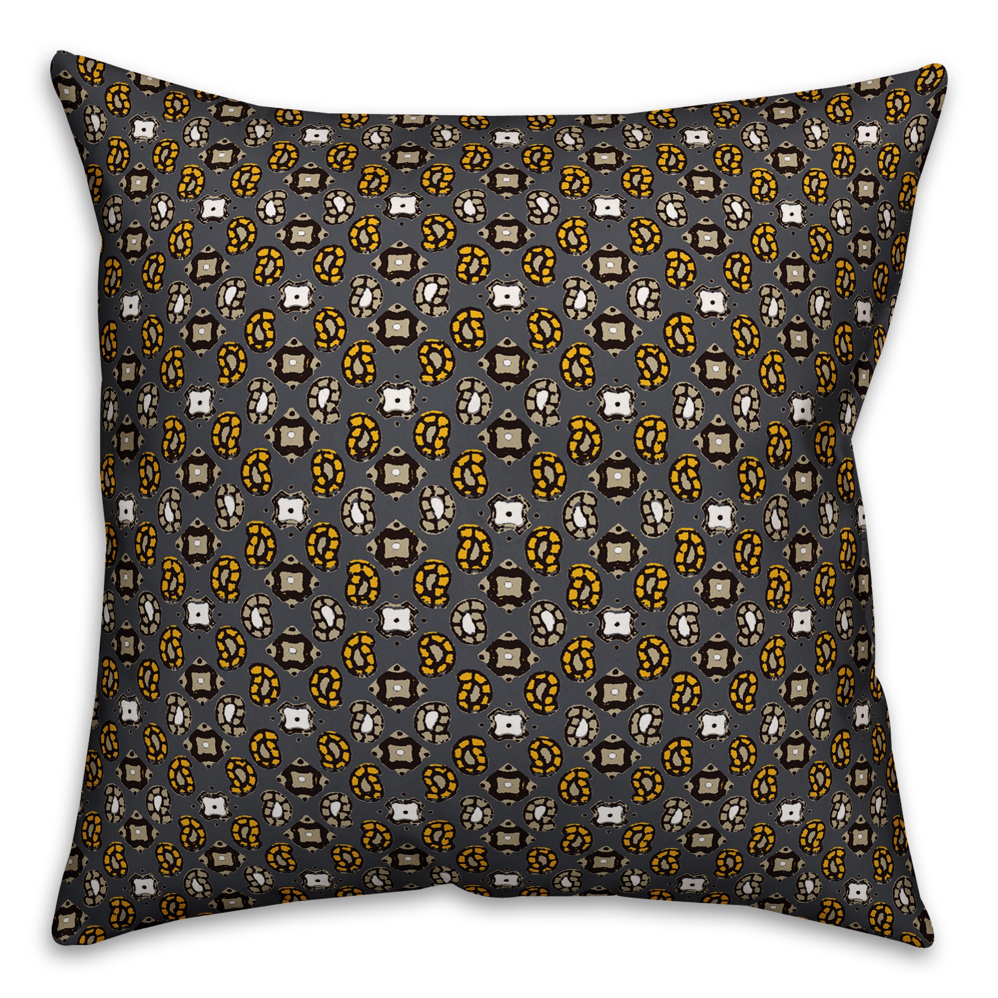 Tiny Paisley Pattern in Yellow Pillow