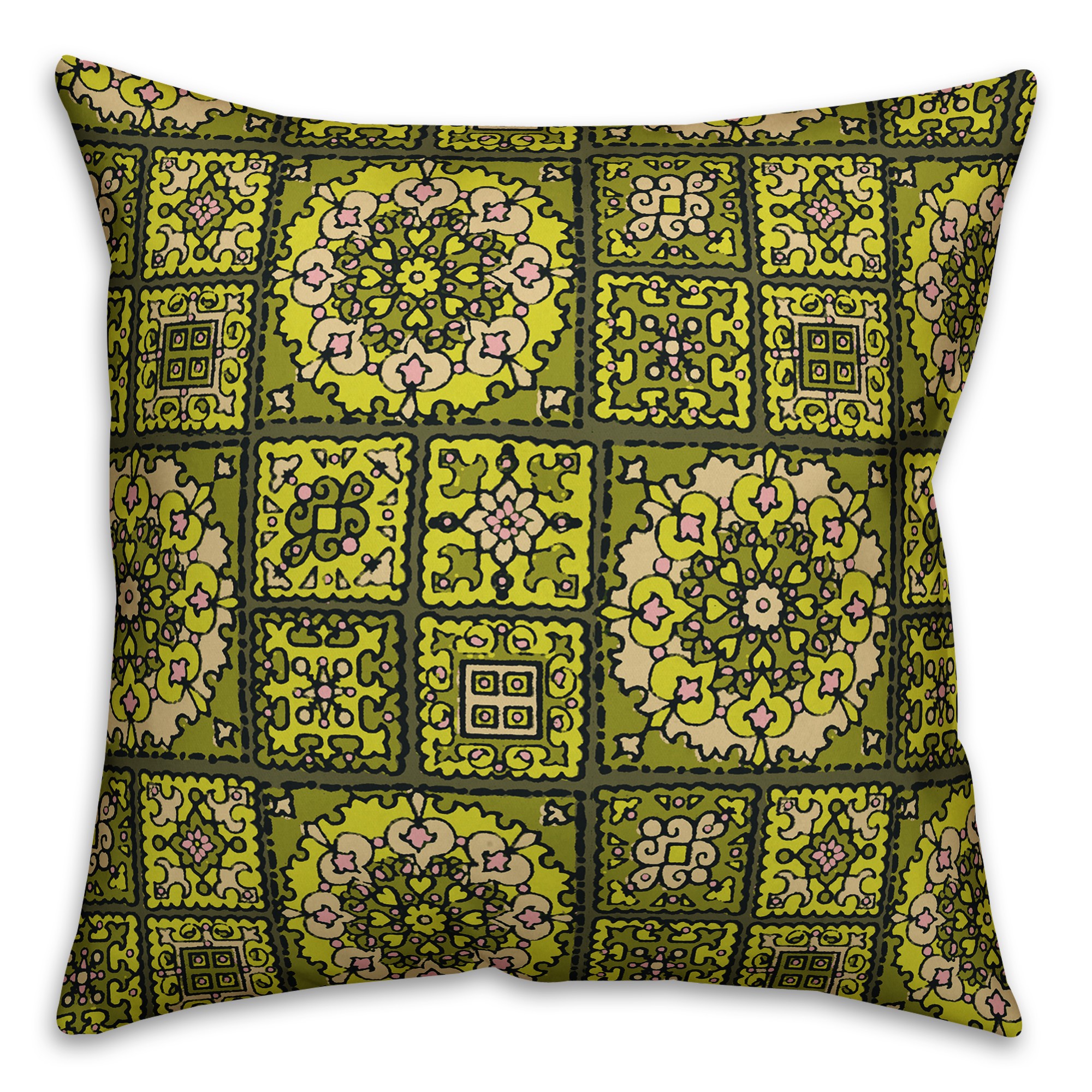 Patchwork Madala in Green Pillow