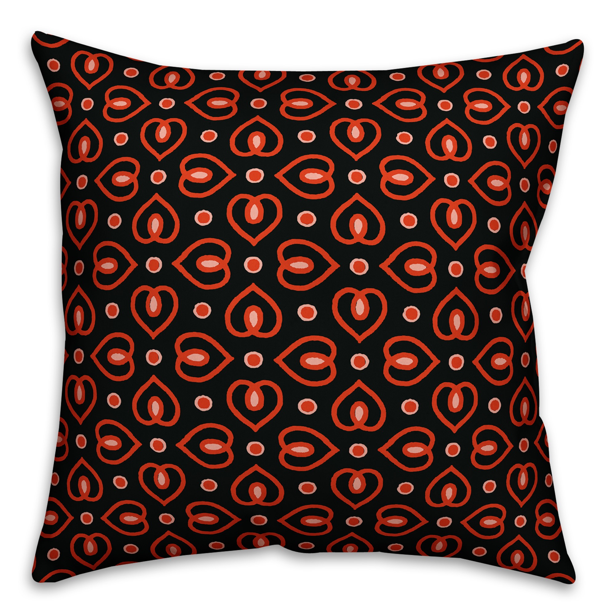 Heart Pattern in Red Pillow Cover