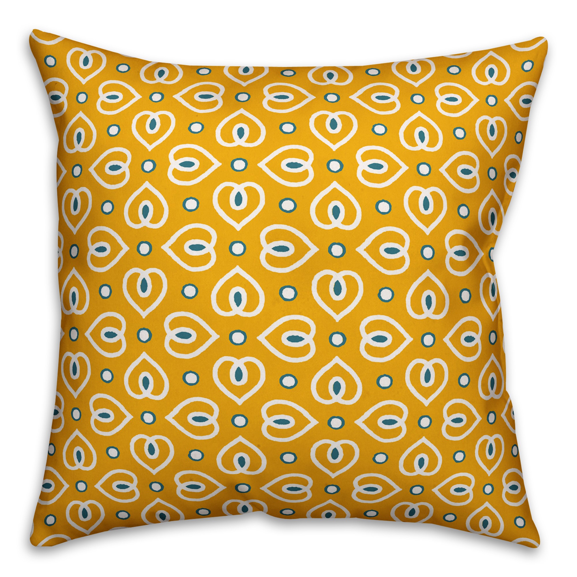 Heart Pattern in Yellow Pillow Cover