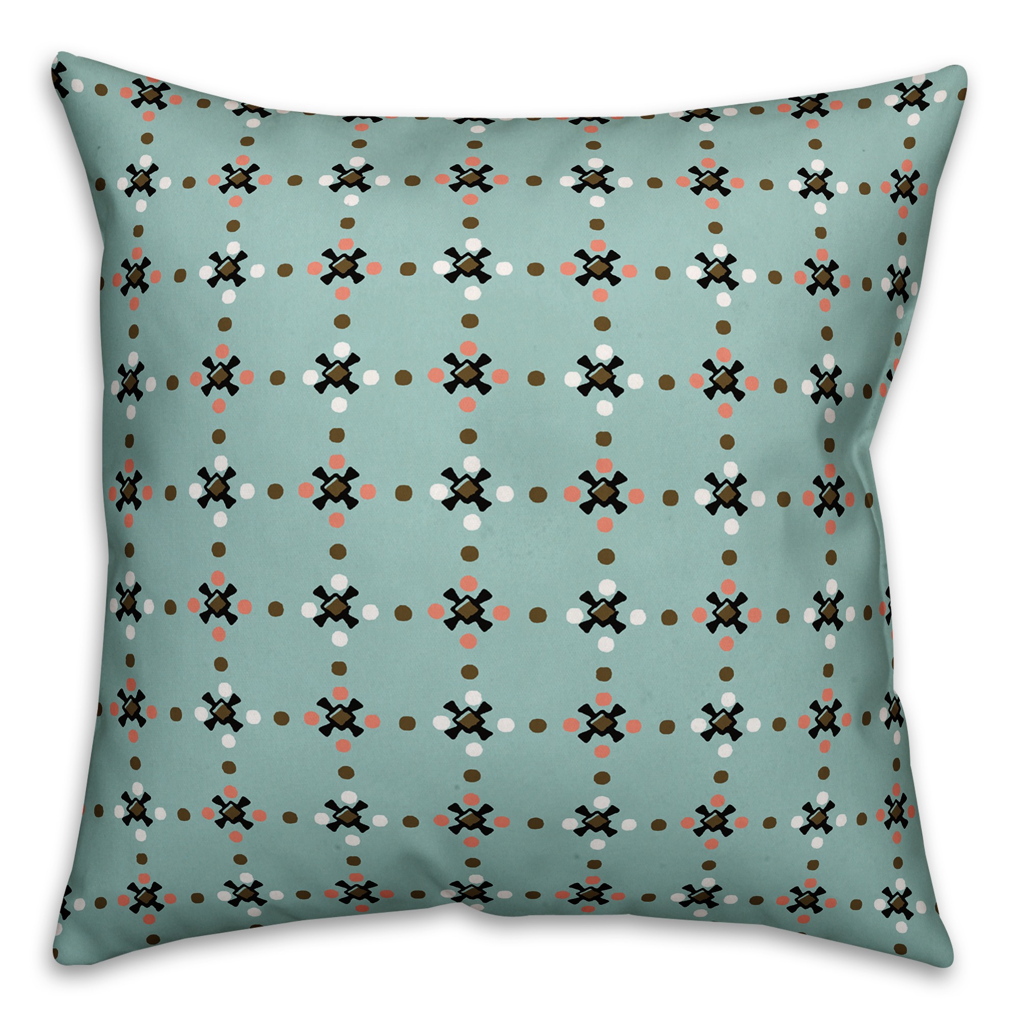 Whimsical Folk Pattern in Blue Pillow