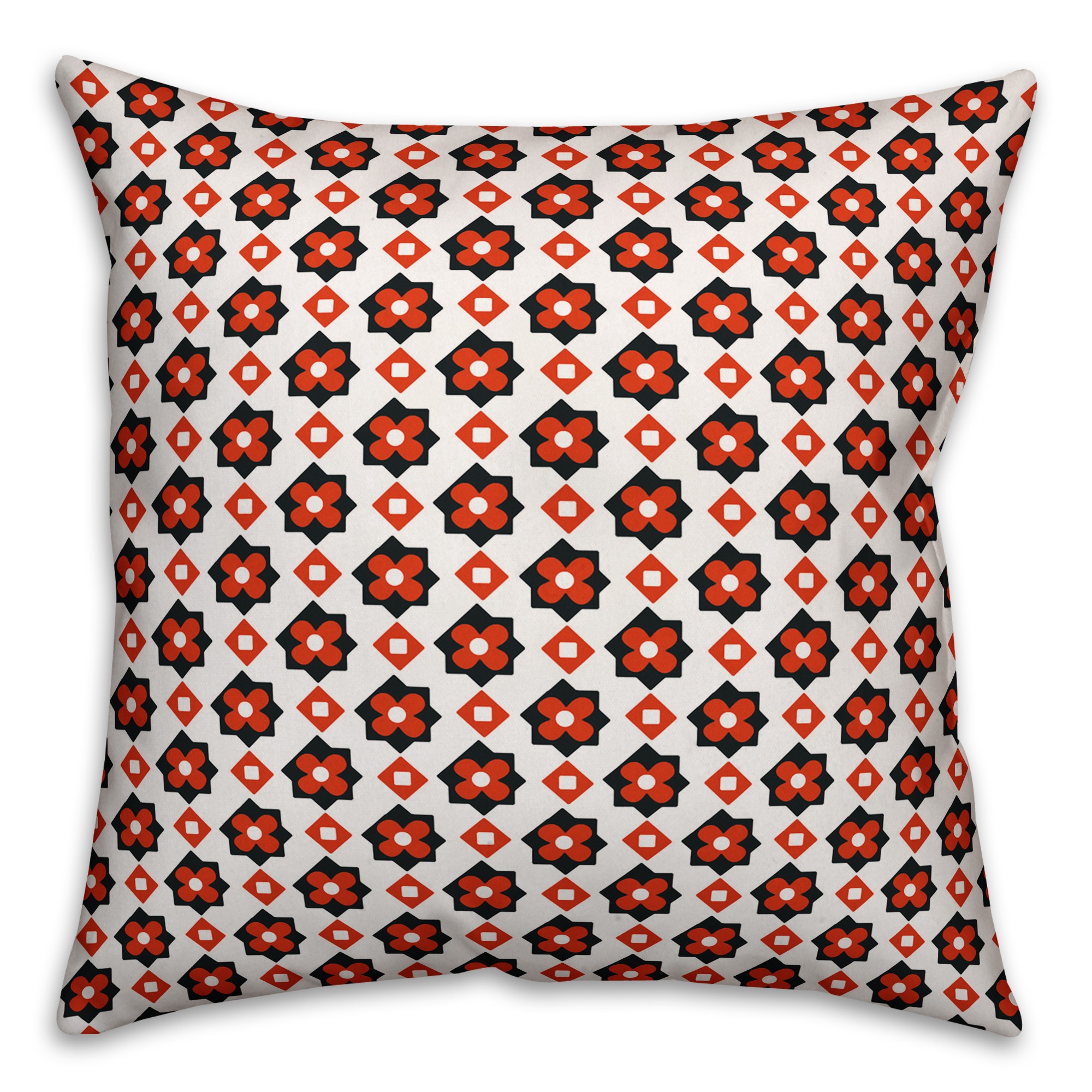 Red Flower Pattern Pillow