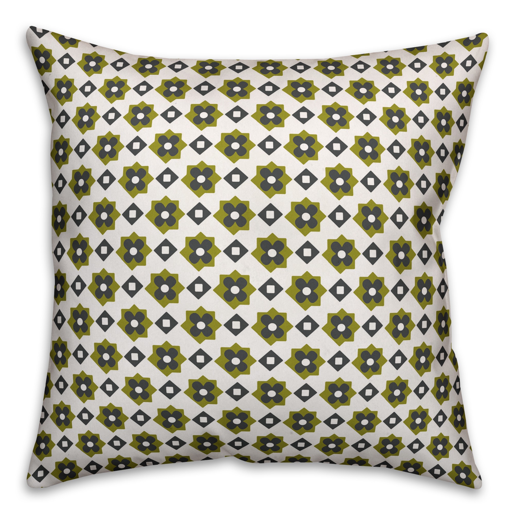 Green Flower Pattern Pillow